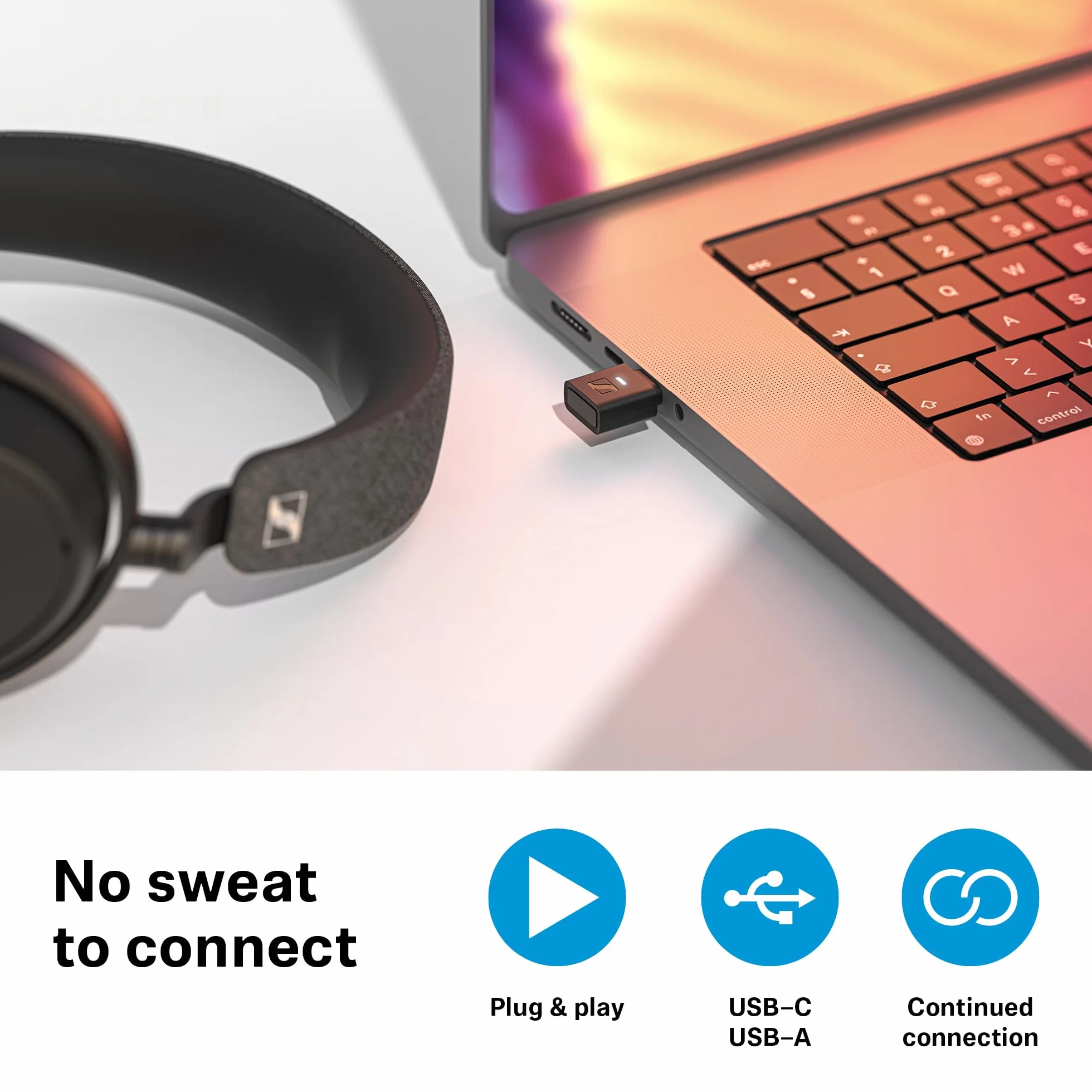 Sennheiser BTD 700 Bluetooth USB Dongle - aptX Lossless, Auracast, nadajnik audio Plug & Play do słuchawek i głośników, bardzo niskie opóźnienie, kompatybilny z Bluetooth 5.4, USB-C i USB-A