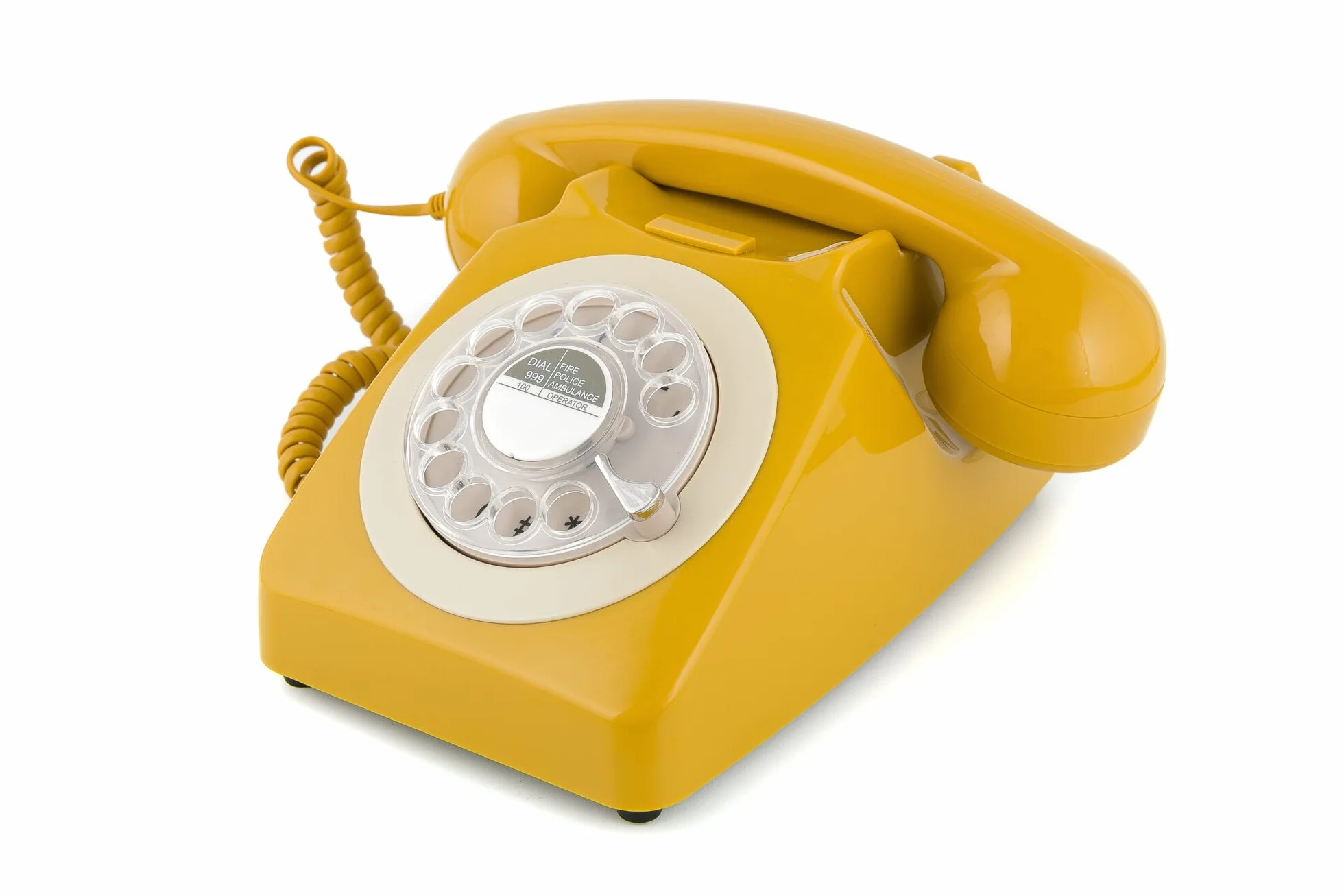 GPO Retro 746YEL Telefon stacjonarny z obrotową tarczą musztarda