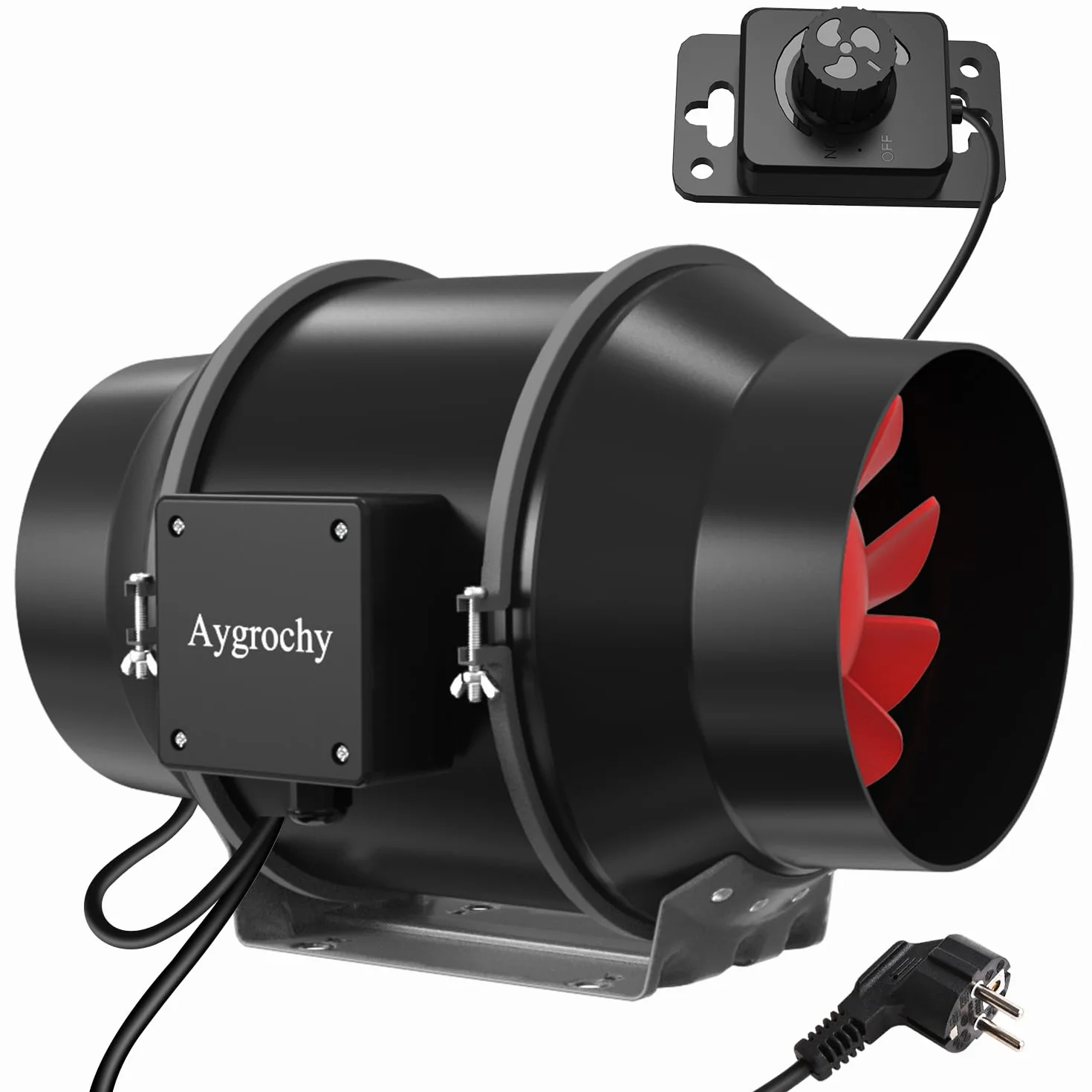 Aygrochy 125 mm regulowany wyciąg powietrza 416 m³/h, wentylator wyciągowy silnika EC ze zmienną prędkością do łazienki VMC, kuchni, garażu, namiotów uprawnych, wentylacji.