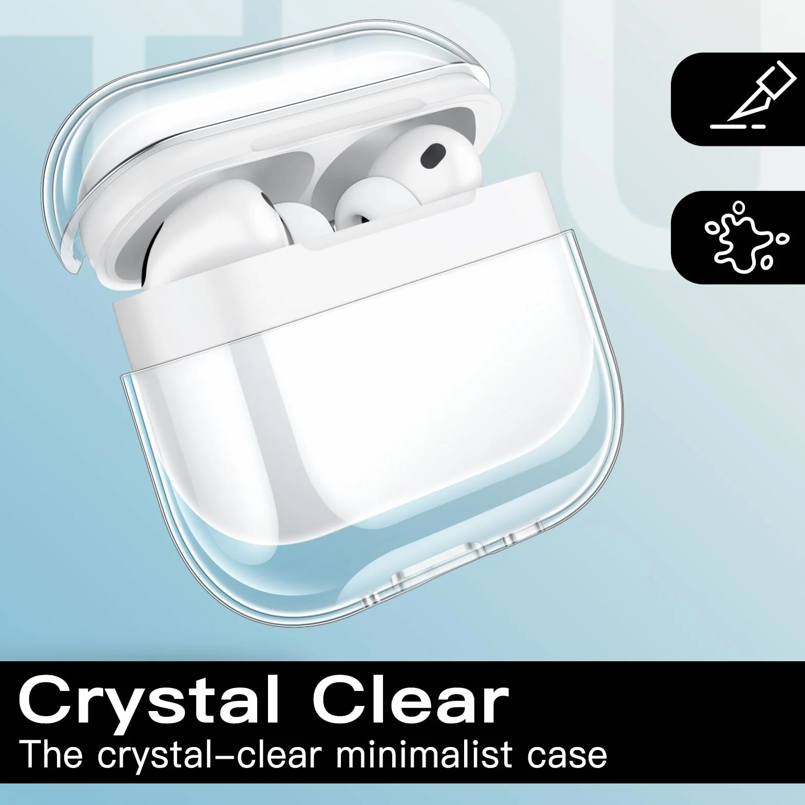 JETech Przezroczysty Etui Osłona dla AirPods Pro 3 (2025) z Brelokiem, Wysoce Przejrzysty Miękki TPU, Odporny na Wstrząsy Ochronny (Przezroczysty)