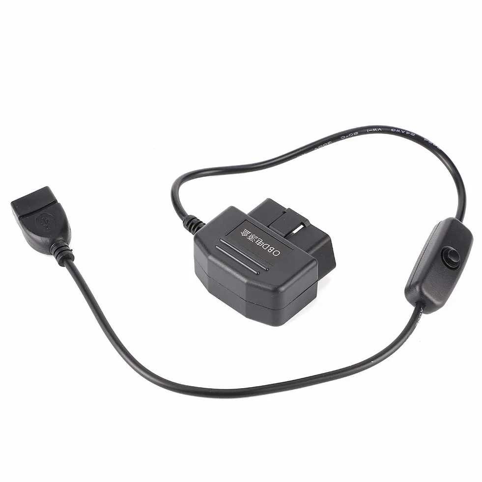 Qiilu USB Power Charging Cable, 2 USB Power Charging Cable 18,7 cala 16-pinowa ładowarka do samochodowego DVR GPS Camera