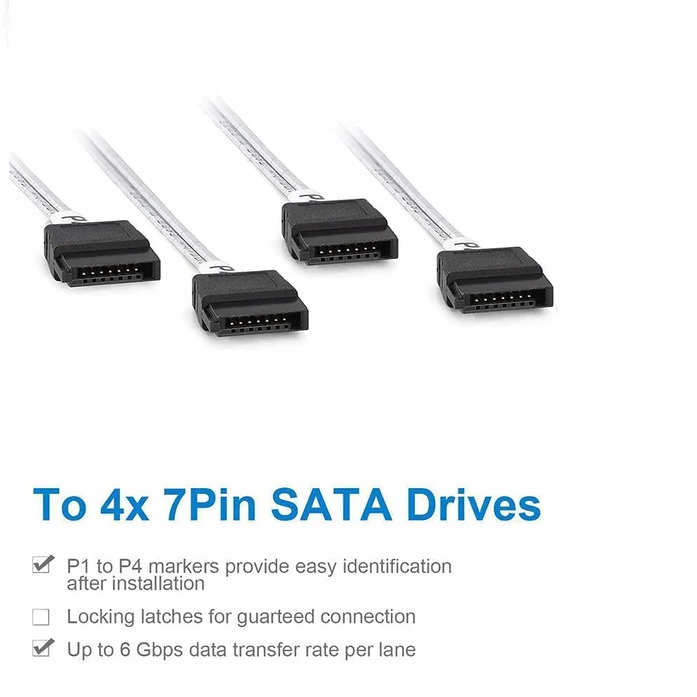 10Gtek MiniSAS SFF-8087 kabel do 4 x SATA 0,5 m do kontrolera RAID