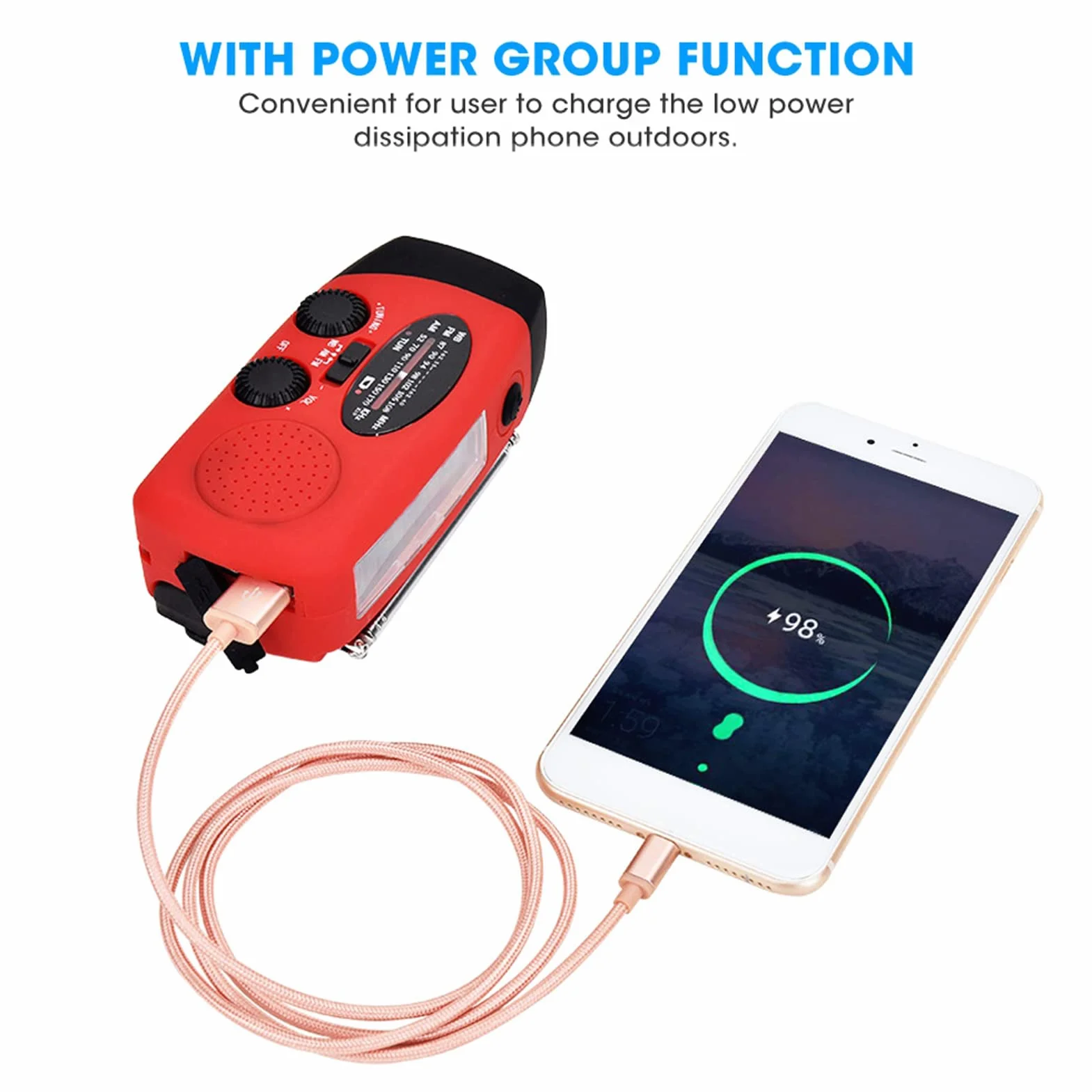 Solar Hand Crank Radio z NOAA Pogodowe Alert AM FM NOAA Multi-Pasme Odbiornik, ładowarka Telefoniczna USB