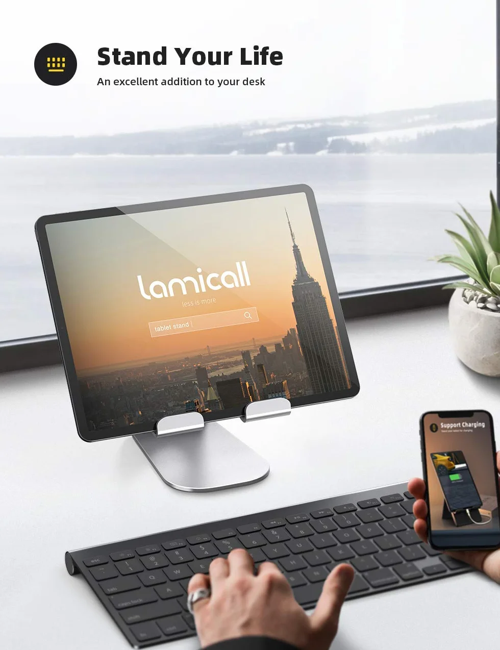 Lamicall Regulowany Stojak na Tablet Srebrny