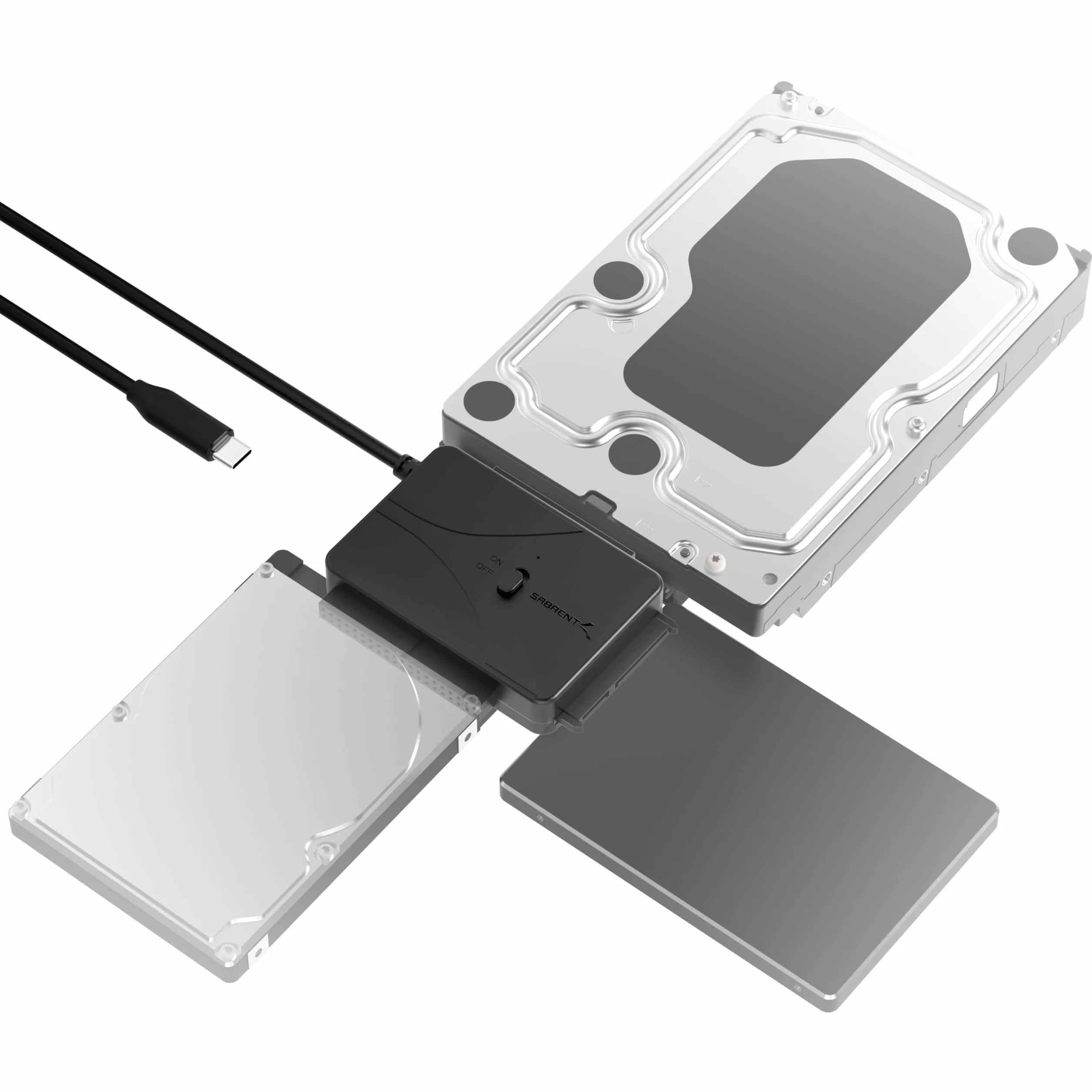 SABRENT Konwerter USB typu C na dysk twardy SSD/SATA/IDE 2,5/3,5/5,25 cala z zasilaczem UL i diodami LED (USB-DS12)