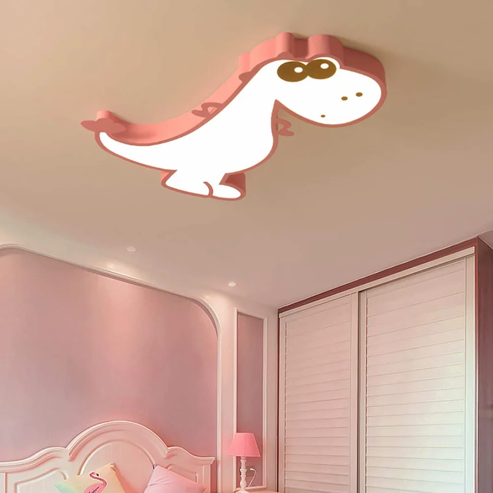 Lampa sufitowa LED, dinozaur, dla chłopców, sypialni, nowoczesna dekoracja wnętrza, żyrandol, do przedszkola, kreatywna lampa sufitowa, do salonu, sypialni, pokoju dziecięcego, 48 cm/różowa