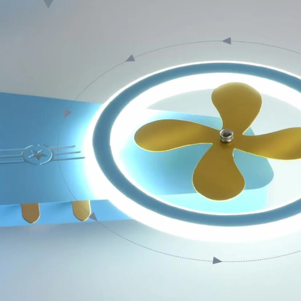 Lampa Sufitowa LED Kreatywna Lampa Sufitowa W Kształcie Samolotu Lampka Do Pokoju Dziecięcego Możliwość Ściemniania Za Pomocą Pilota Metal Akryl Żyrandol Do Sypialni Dziecięcy Salonu Jadalni,Niebieski