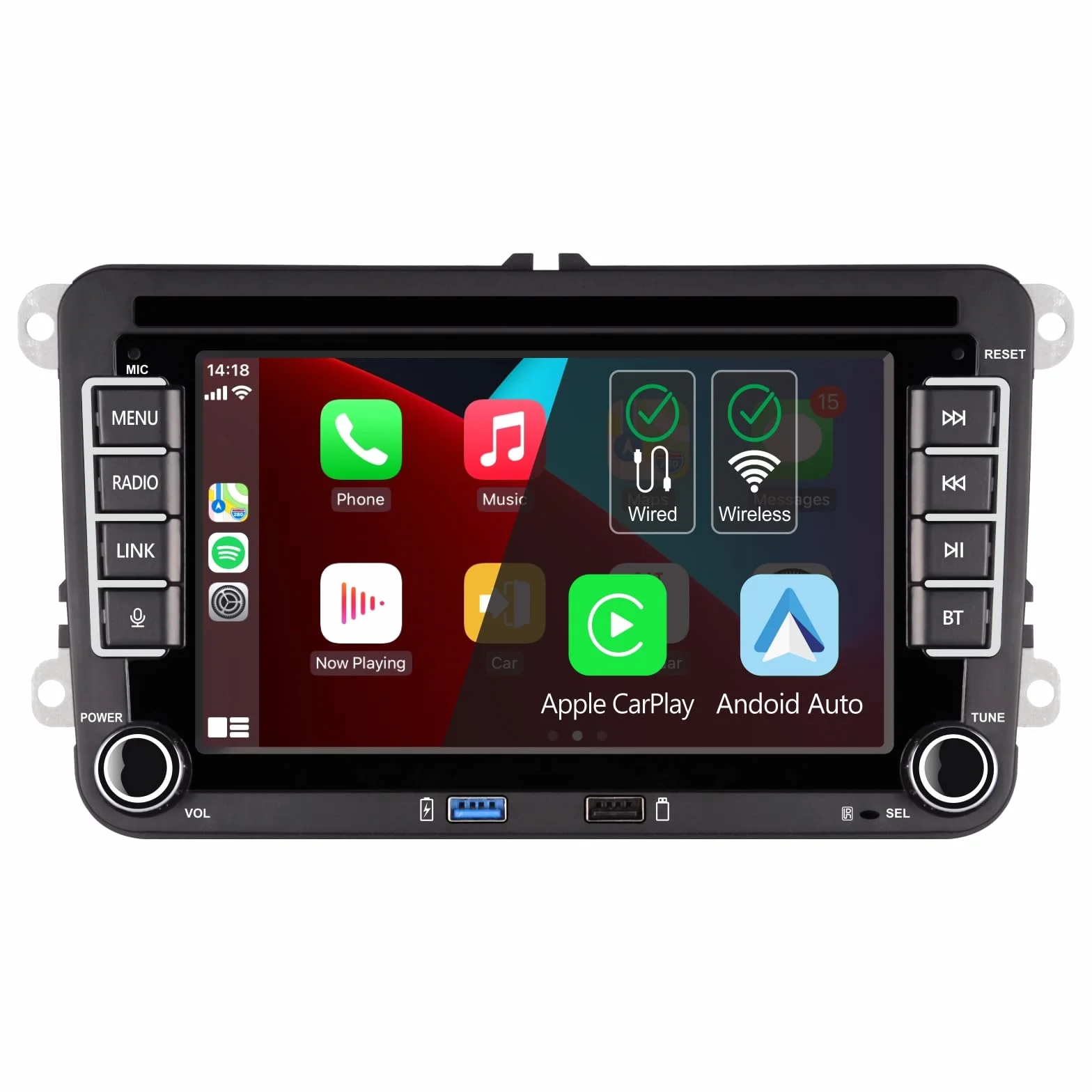 Radio samochodowe Plug & Play RCD330 z CarPlay Android Auto Bluetooth FM do VW Golf 5 6 Passat Jetta Polo