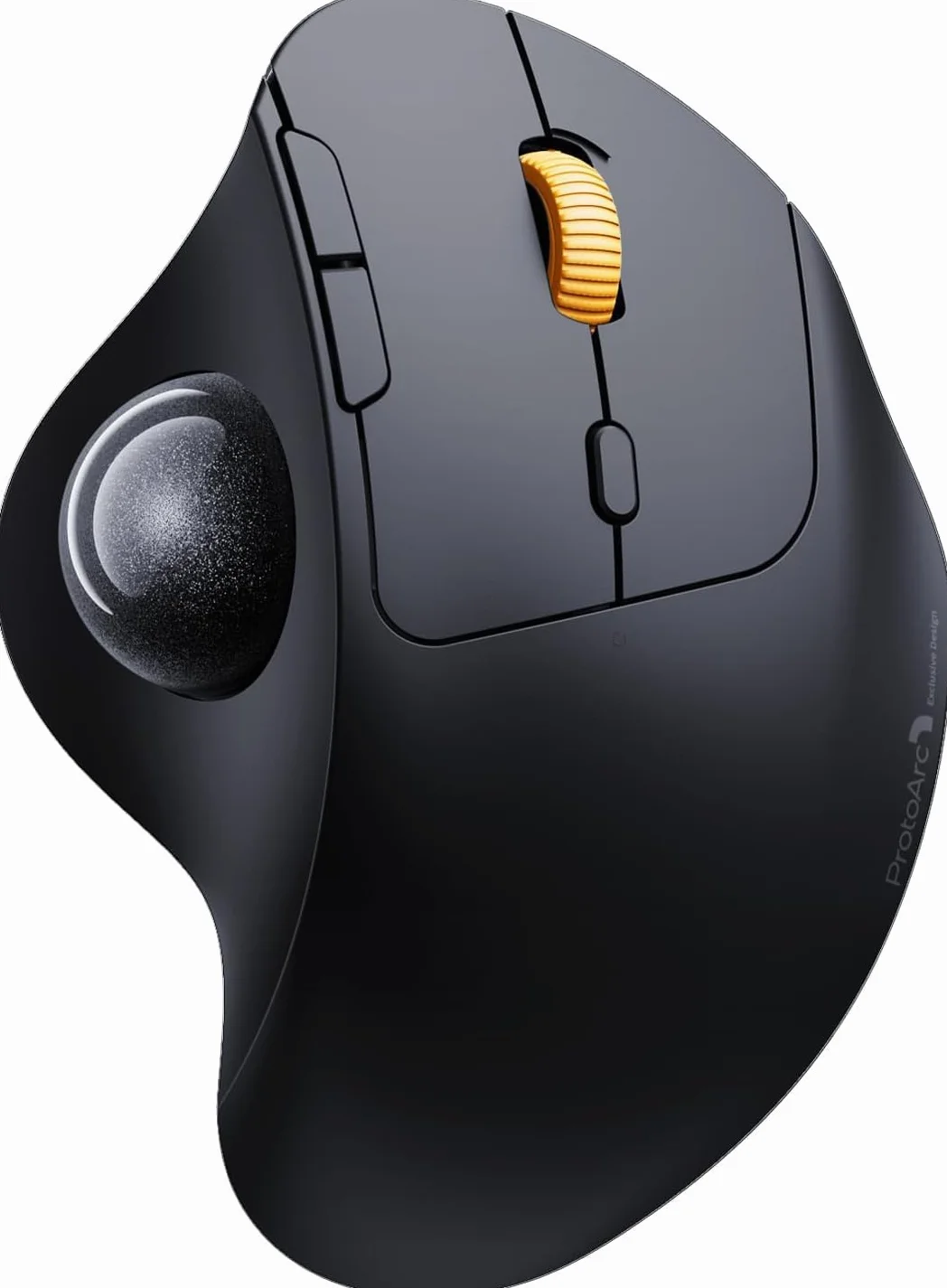 ProtoArc EM04 Bezprzewodowa mysz Trackball, ergonomiczna mysz kulkowa Bluetooth, ładowalna mysz komputerowa, laptop, 3 połączenia urządzeń, kompatybilna z PC, iPad, Mac, Windows, czarna kula