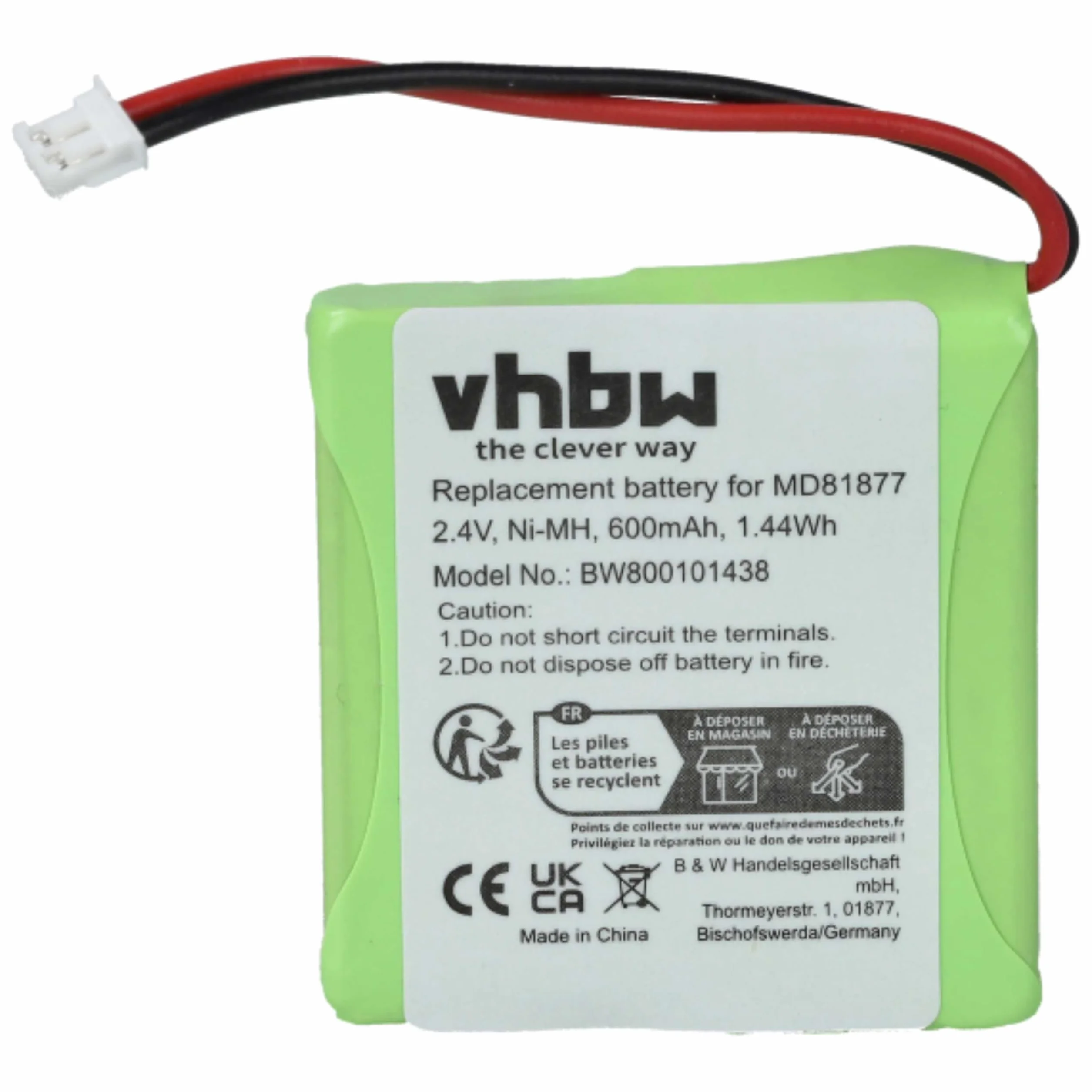 vhbw 2x Bateria kompatybilna z Xenios ICB010 ACB015 ACB010 ICB015 do telefonu stacjonarnego bezprzewodowego 600mAh 2,4V NiMH