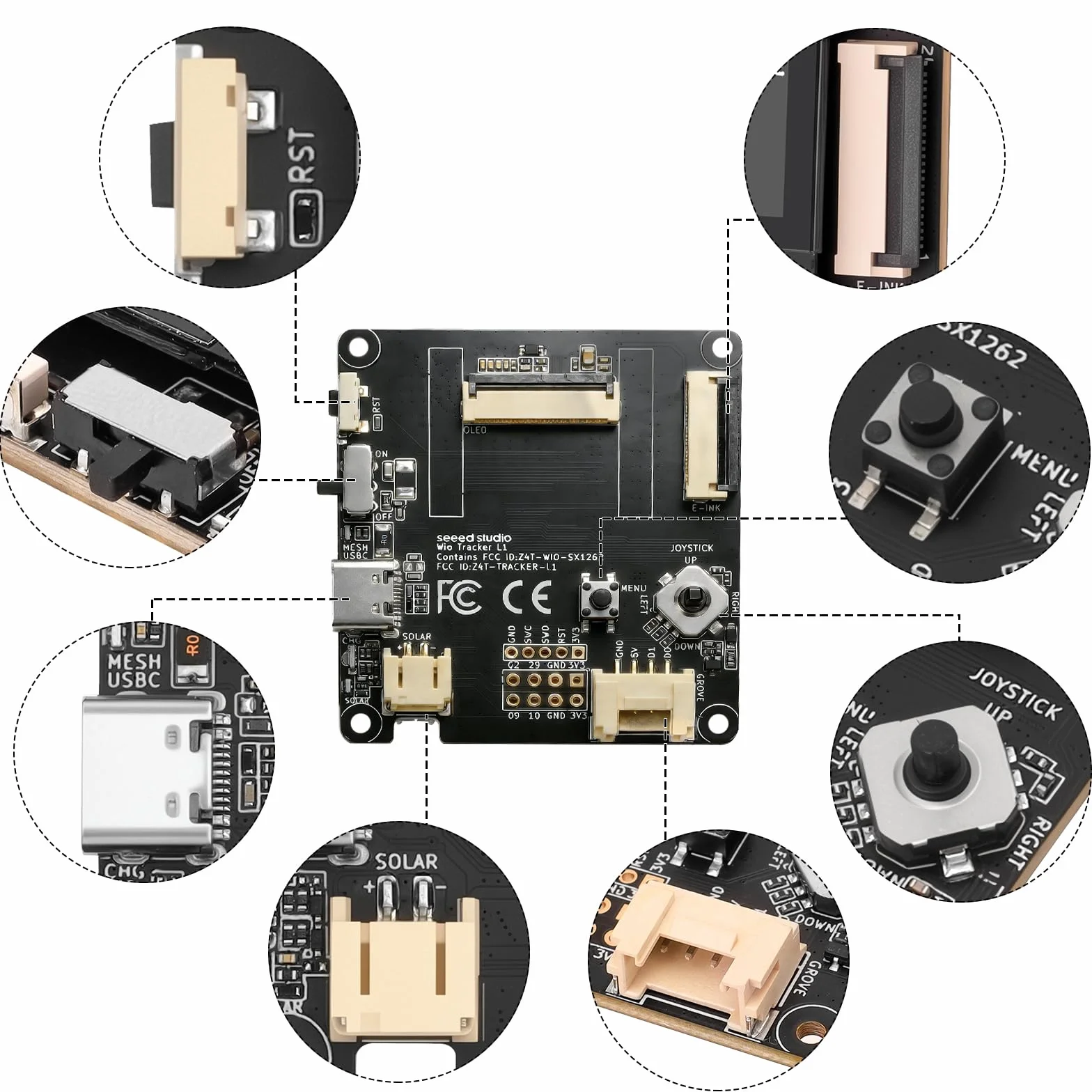 Wio Tracker L1 E-Ink tablica rozwojowa 2,13" SX1262 nRF52840 AR duino Meshtastic LoRa BLE 5 GPS GNSS akumulator typu C ładowanie