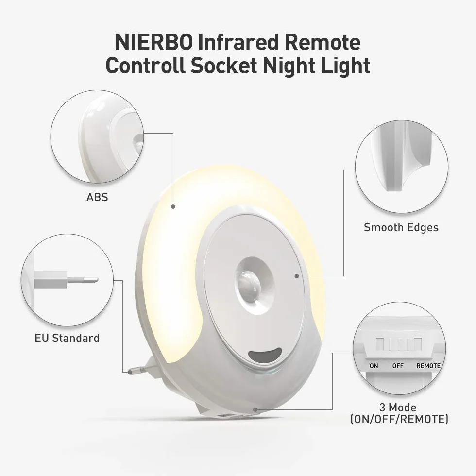 Lampka nocna LED do karmienia, gniazdko, ściemniana, światło do spania, pilot zdalnego sterowania, 11 poziomów jasności, nastrojowe światło dla dzieci i dorosłych