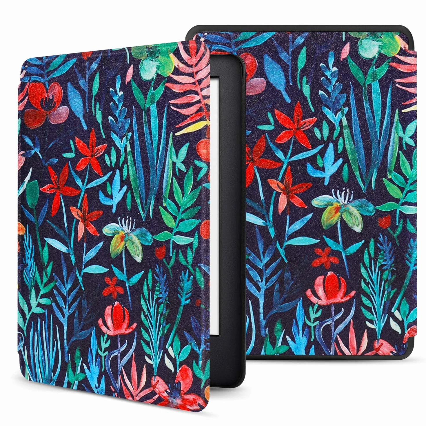 TNP Ochronne etui do Kindle Paperwhite 10 generacji 2018, twarde etui i etui PC do czytnika Amazon Kindle Paperwhite, automatycznego budzika i snu, czerwone i białe kwiaty