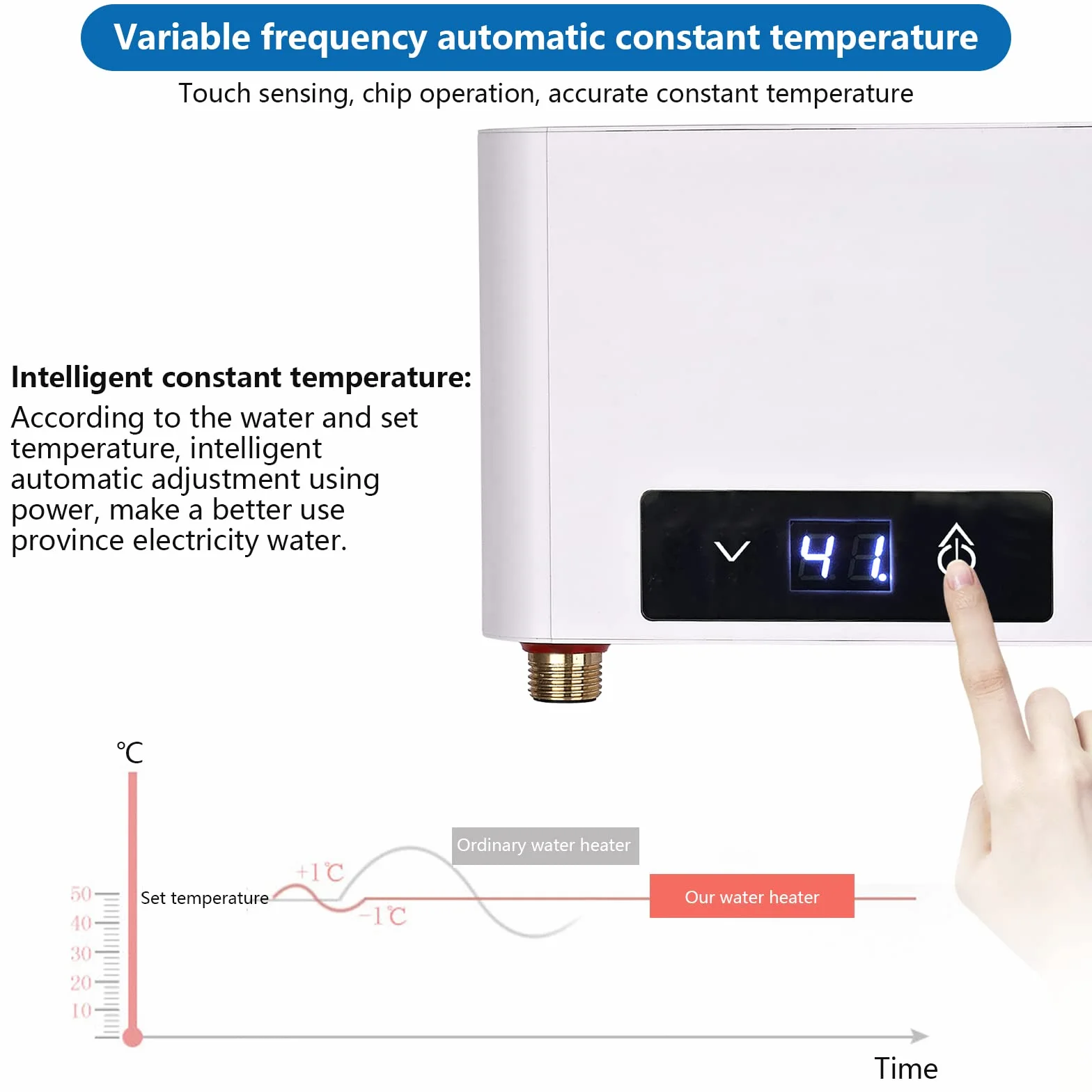 Elektroniczny przepływowy podgrzewacz wody 5500 W 220 V 30-52°C z zestawem prysznicowym