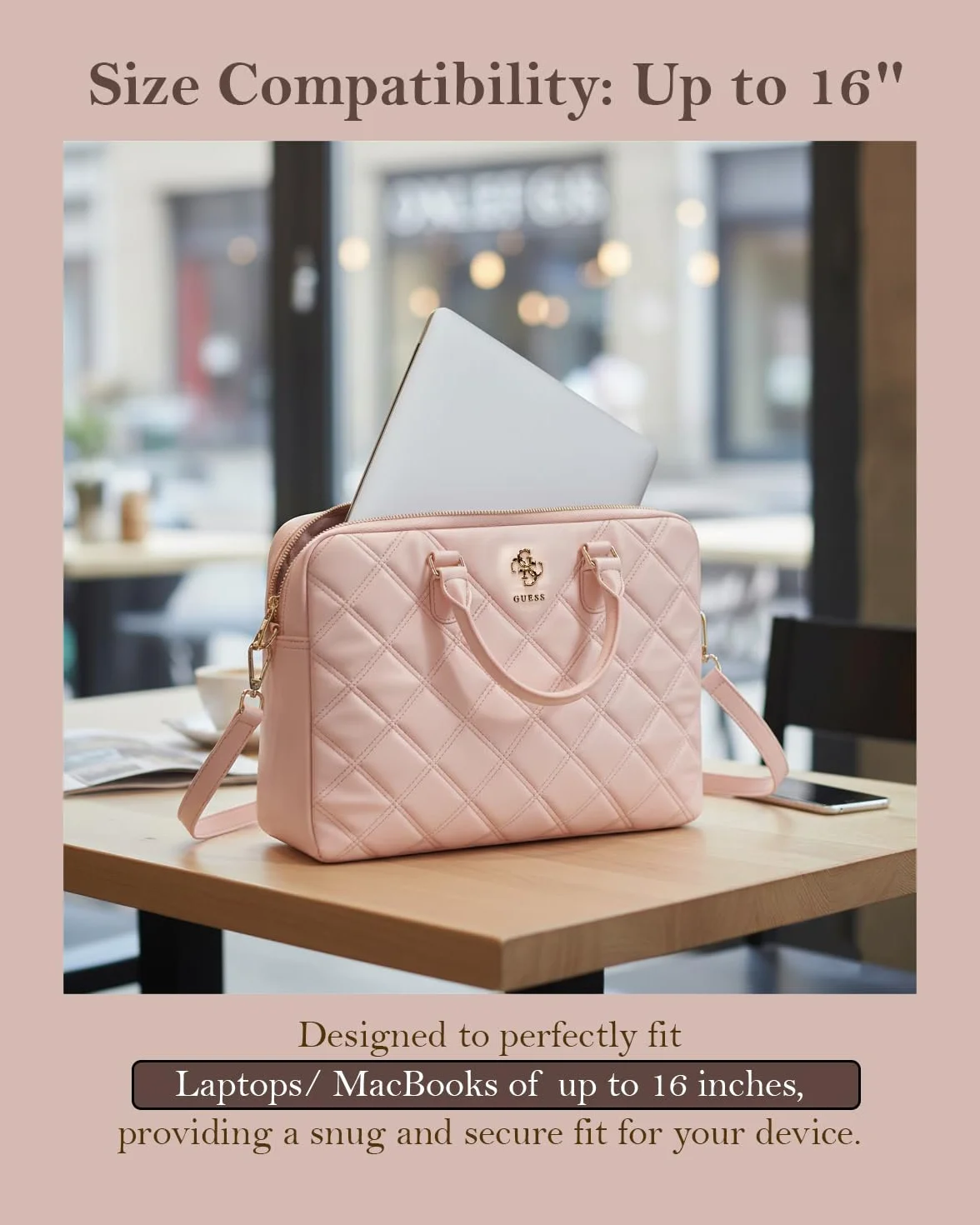 CG MOBILE Guess torba GUCB15ZPSQSSGP 16" różowa pikowana 4G
