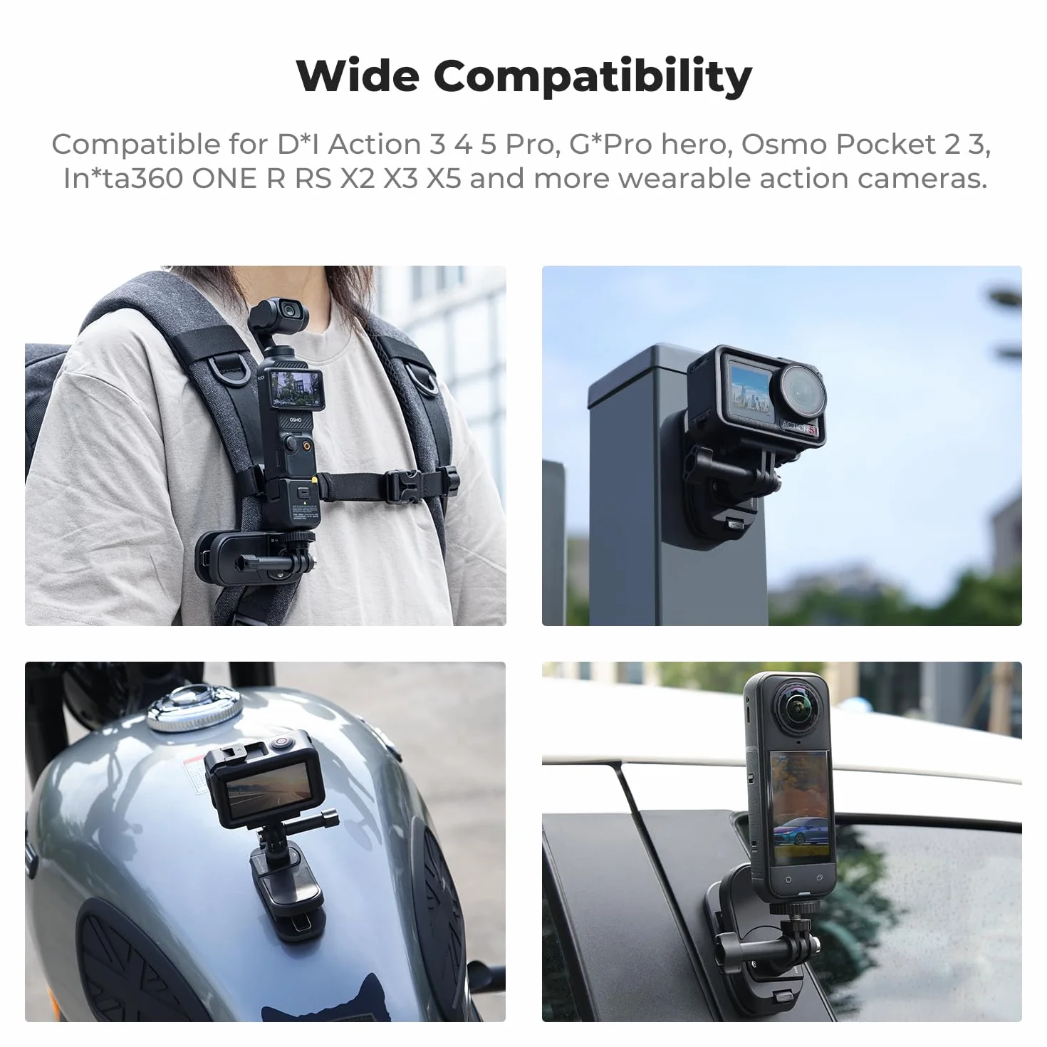 K&F CONCEPT Magnetyczny uchwyt do plecaka Clip Mount do DJI Osmo Action 5 Pro, obracany o 180° do GoPro Hero 13/12/11/10, Osmo Action 6/5 Pro/4, Insta360 X5/X4/X3, DJI Osmo 360