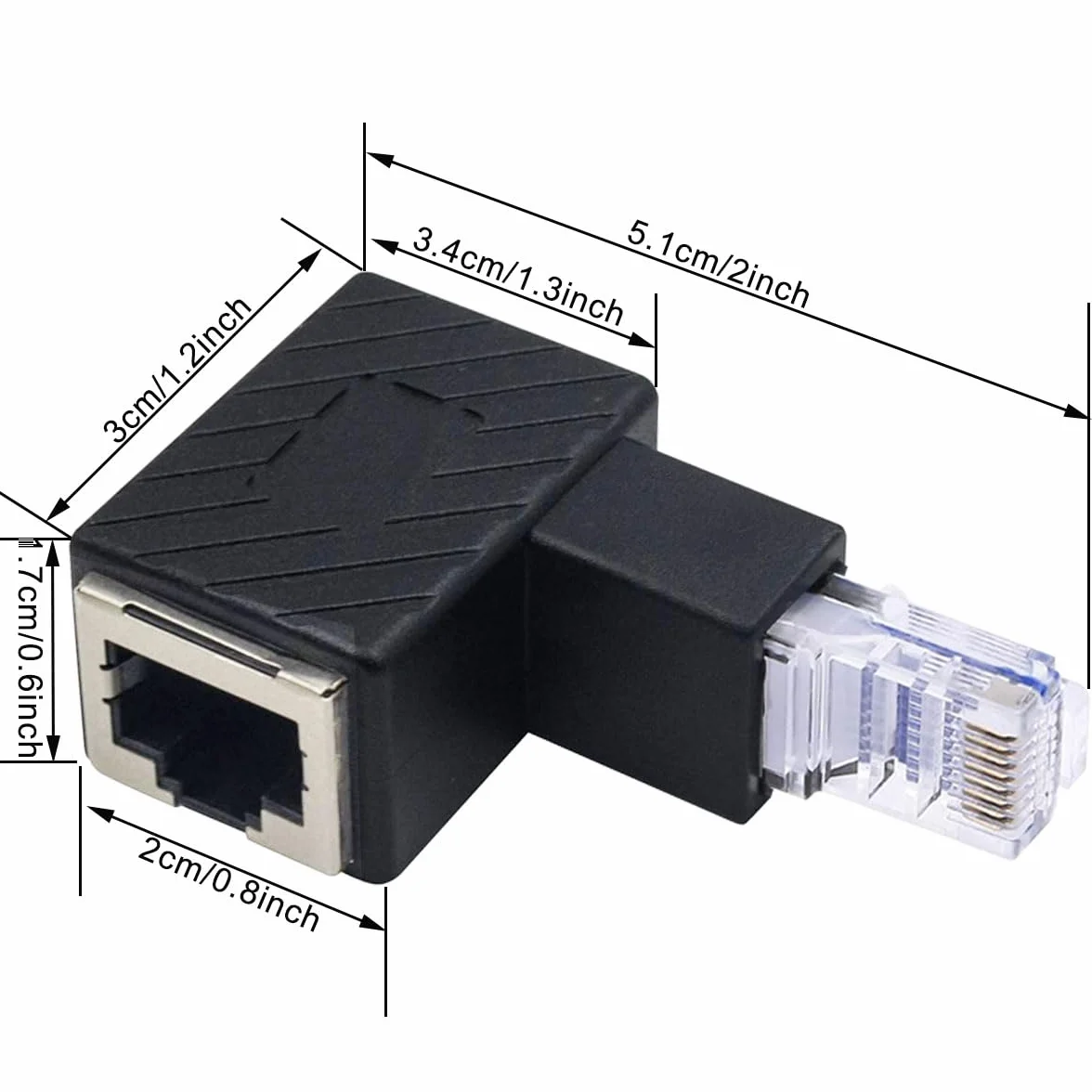 RJ45 adapter kątowy 90 stopni męski-żeński Cat6 LAN złącze sieciowe