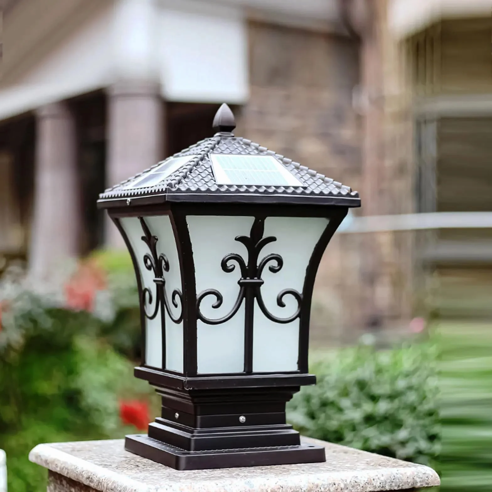 Słoneczna latarnia uliczna, Metalowe lampy solarne na słupki, zewnętrzne LED, podjazdy, ogrodzenia, wodoodporna lampa solarna do ogrodu, garażu