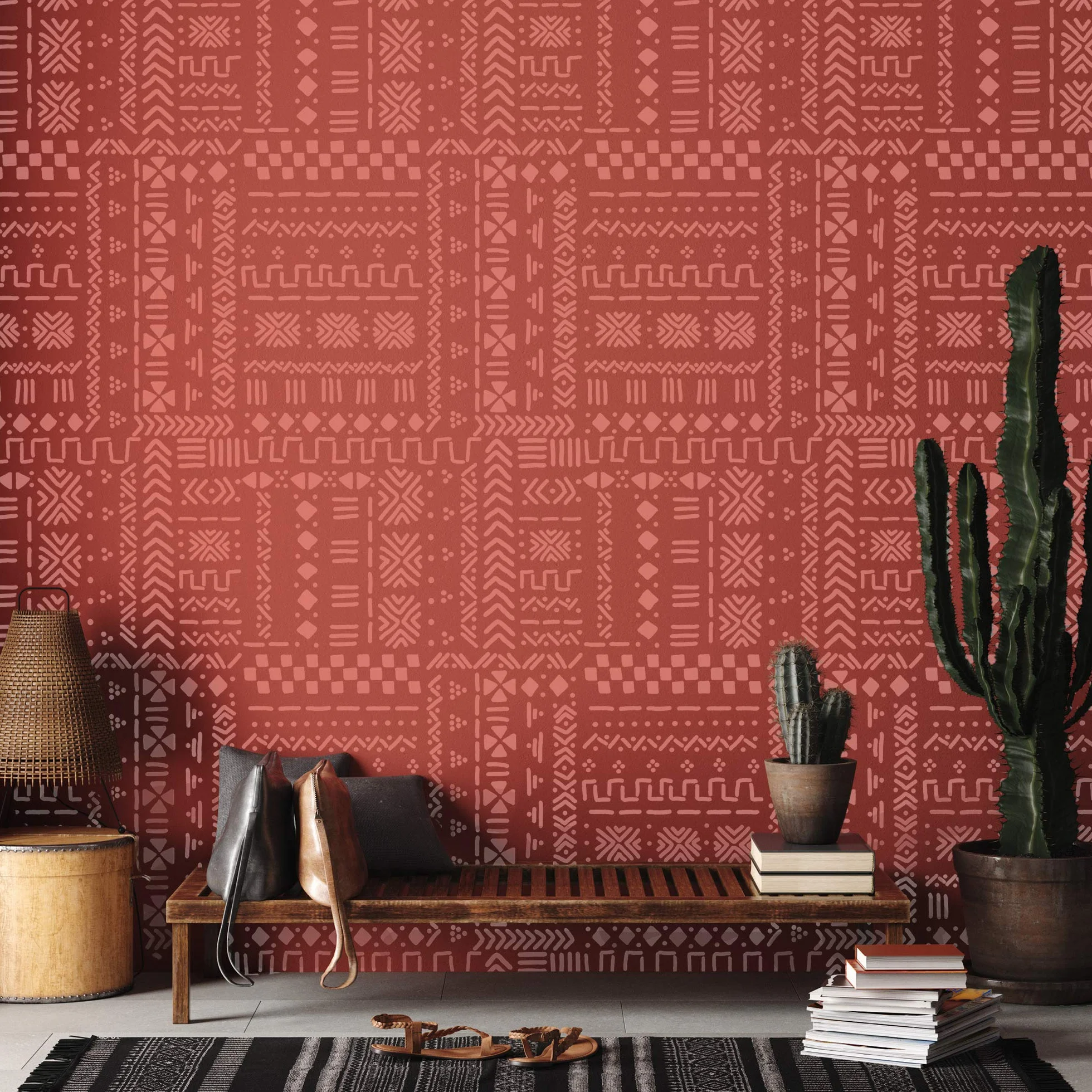 Szablon malarski wielokrotnego użytku // 65x95cm // MALI MUDCLOTH #2 - ETNO // powtarzalny
