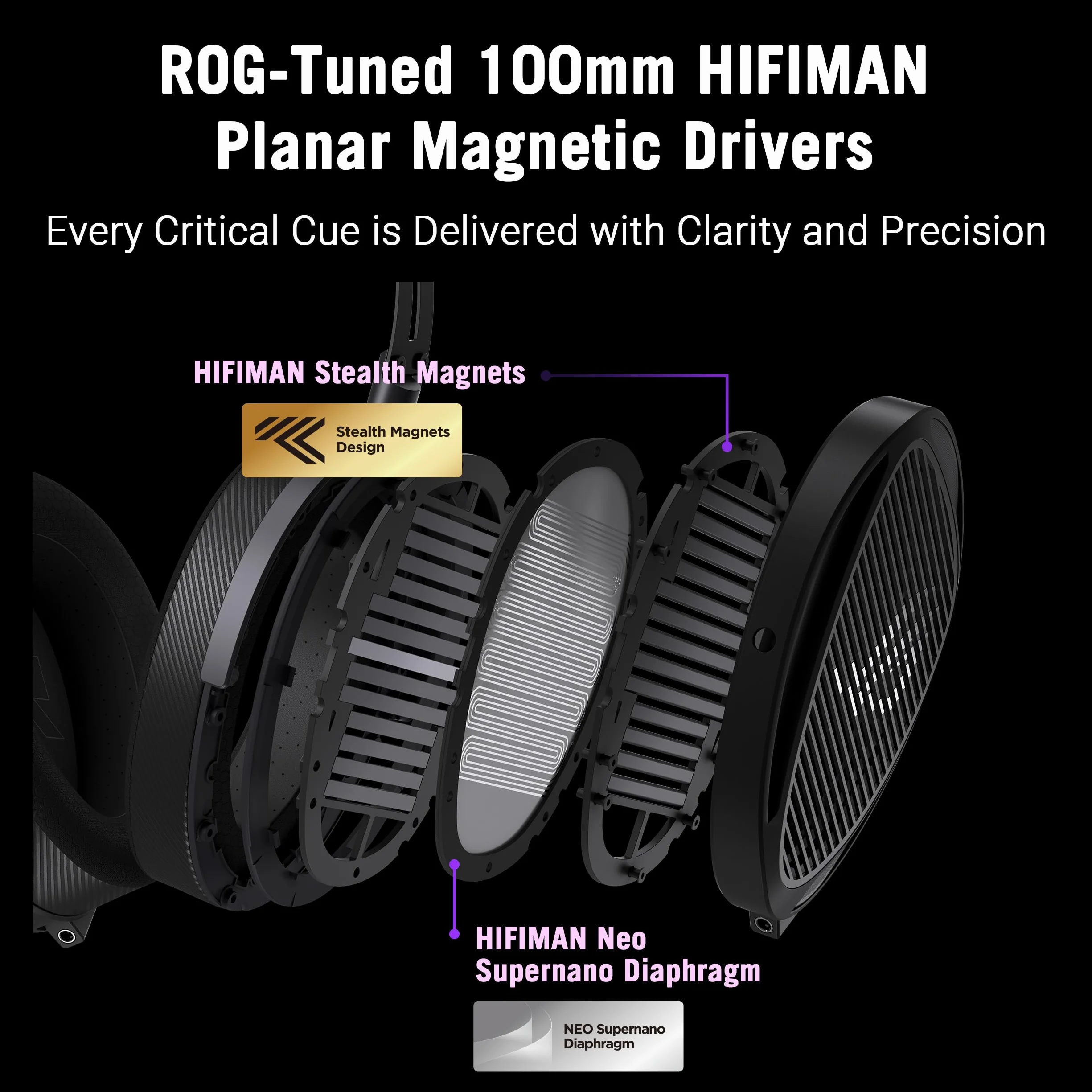ASUS ROG Kithara zestaw słuchawkowy gamingowy 100 mm przetworniki magnetyczne HIFIMAN mikrofon MMS-Boom 3,5 mm 4,4 mm 6,3 mm