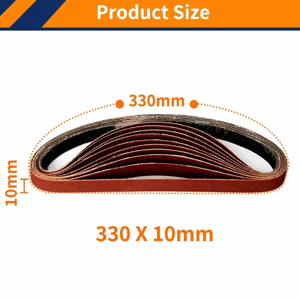 50 szt. pasów ściernych 330 * 10 mm, tlenek glinu, różne gradacje, materiał ścierny P40-P1000 do szlifierki(50PCS 80 Grit)