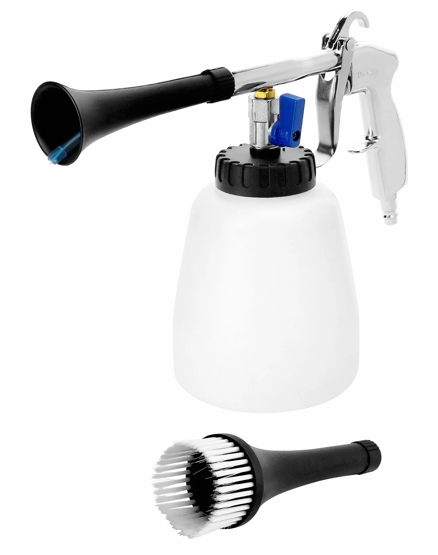 QWORK® Pistolet do czyszczenia, 6.5-9.2Bar, pistolet do czyszczenia na sprężone powietrze z butelką z pianką i szczotką, do wnętrz samochodów