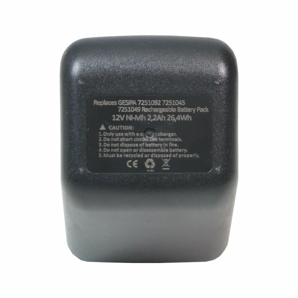 Akumulator NI-Mh, 12 V / 2200 mAh 26,4 Wh zastępuje 70291510061 do Gesipa Powerbird Accubird Firebird Punch Bird CPT12/2 EHD Lematec 12 Würth 7256020 7251017 70291510 07070 2915 Würth ANG12 nitownica