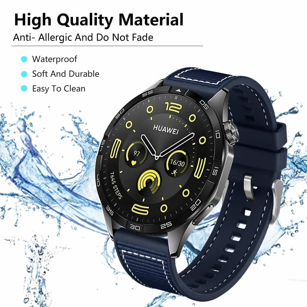 ZoRoll Pasek 22 mm kompatybilny z Huawei Watch GT4 46 mm/Watch 4 Pro/Watch 4/Watch Ultimate/Watch Buds, tkana nylonowa miękka silikonowa wymienna bransoletka sportowa do Huawei Watch 3 Pro