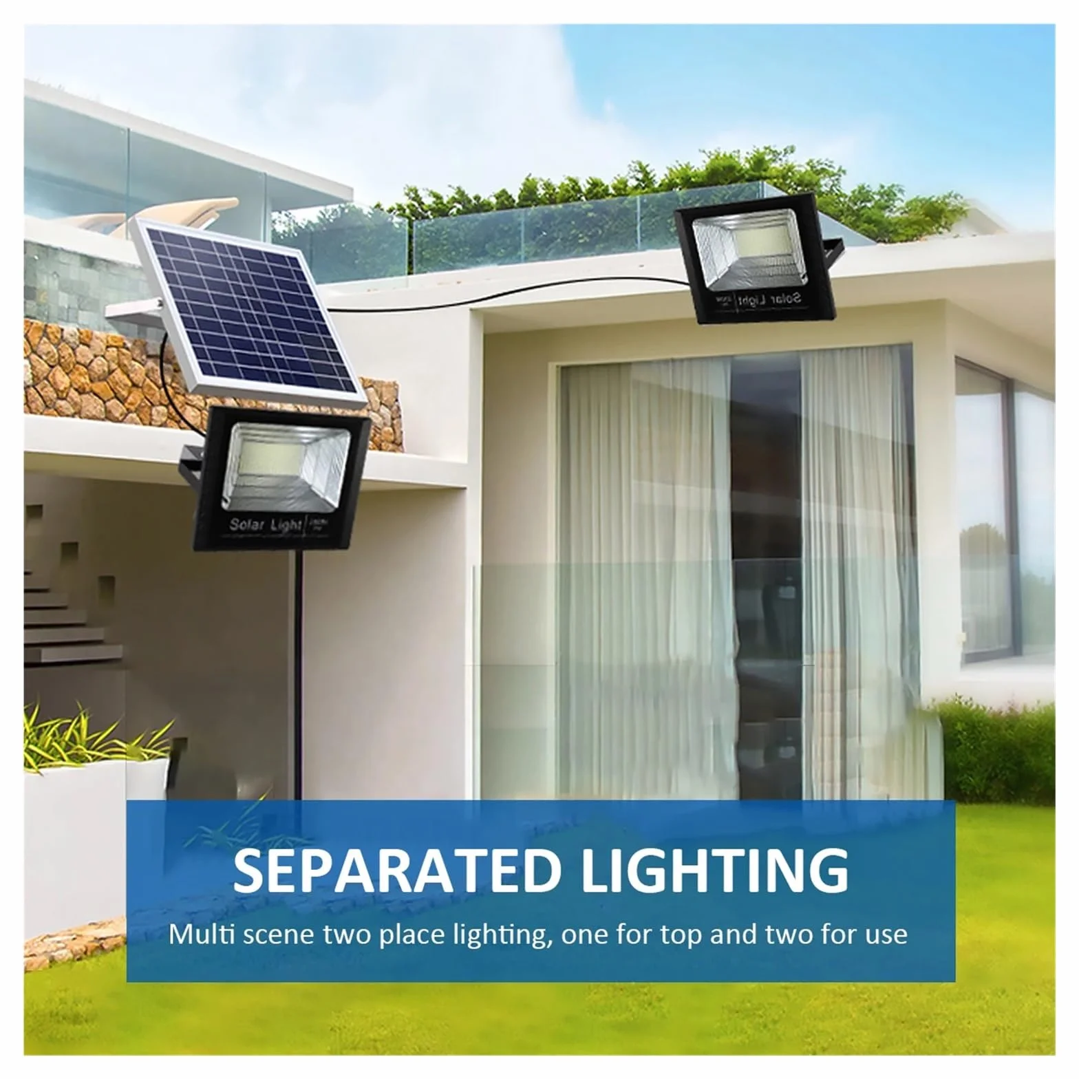 Zewnętrzne Naświetlacze, Lampy solarne Ogród na zewnątrz Kinkiet LED Reflektor Budynki Światło słoneczne IP67 Wodoodporna lampa Oświetlenie awaryjne patio