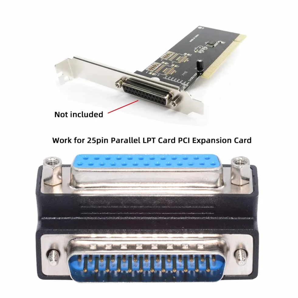 DB25pin męski nakrętka do żeńska śruba przedłużacz adapter LPT AES/EBU 90 stopni