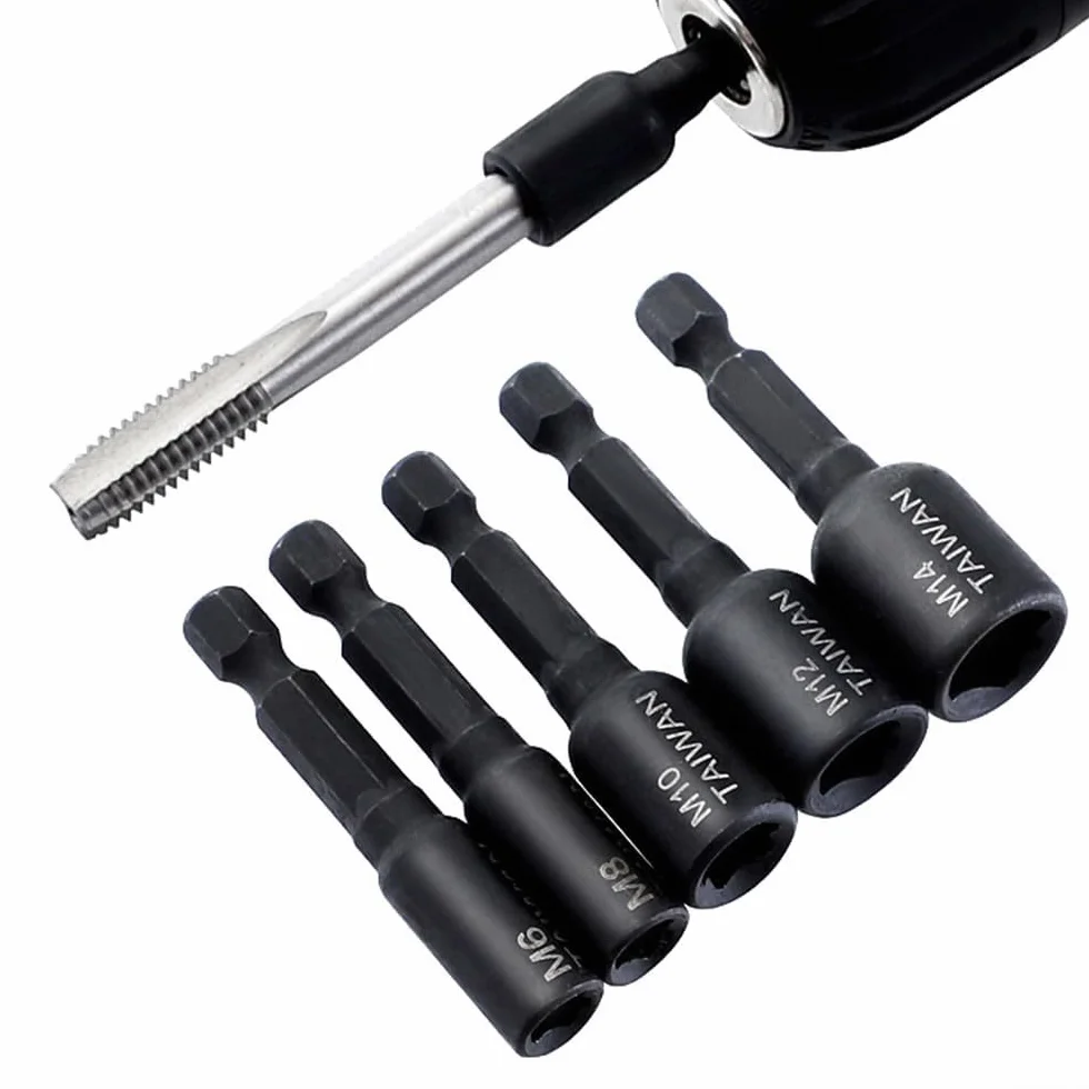 Eawfgtuw Adapter do gwintownika, zestaw przedłużek, trzpień sześciokątny 1/10.2 cm, stal stopowa, do produkcji form, napraw samochodów, konserwacji maszyn (M-4)