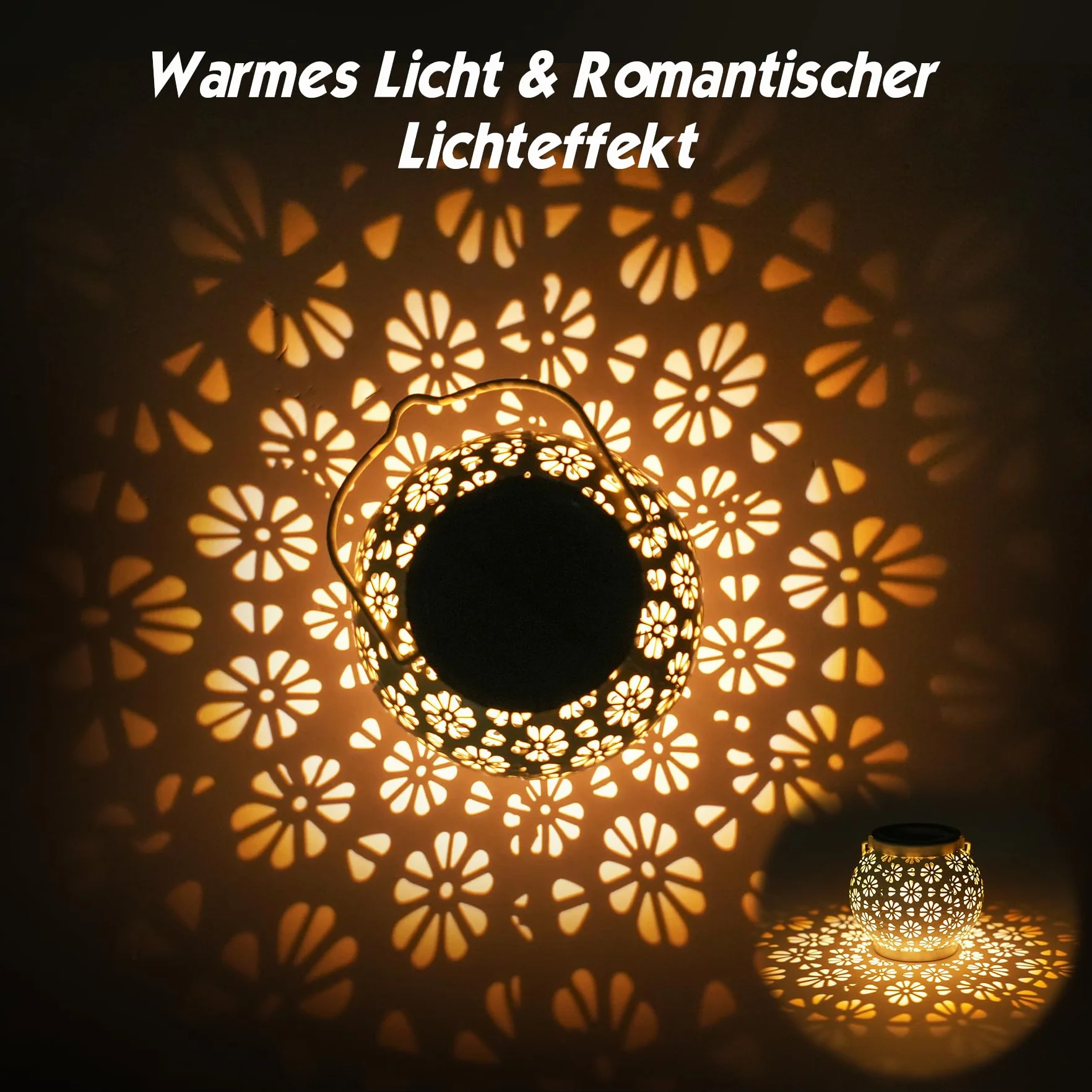 JOYCREATOR Latarnie solarne, 2 sztuki, wodoszczelne metalowe diody LED IP65, żywotność 10 h, do zawieszenia na zewnątrz, dekoracji ogrodu, werandy, stołu, balkonu, tarasu