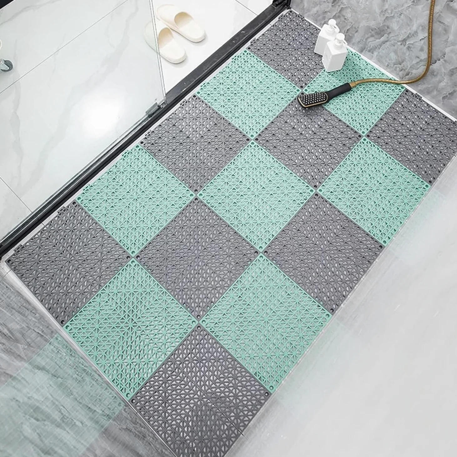 Blokująca Mata Drenażowa Z PCV, Antypoślizgowe Płytki Podłogowe W Łazience(Green,24pcs)