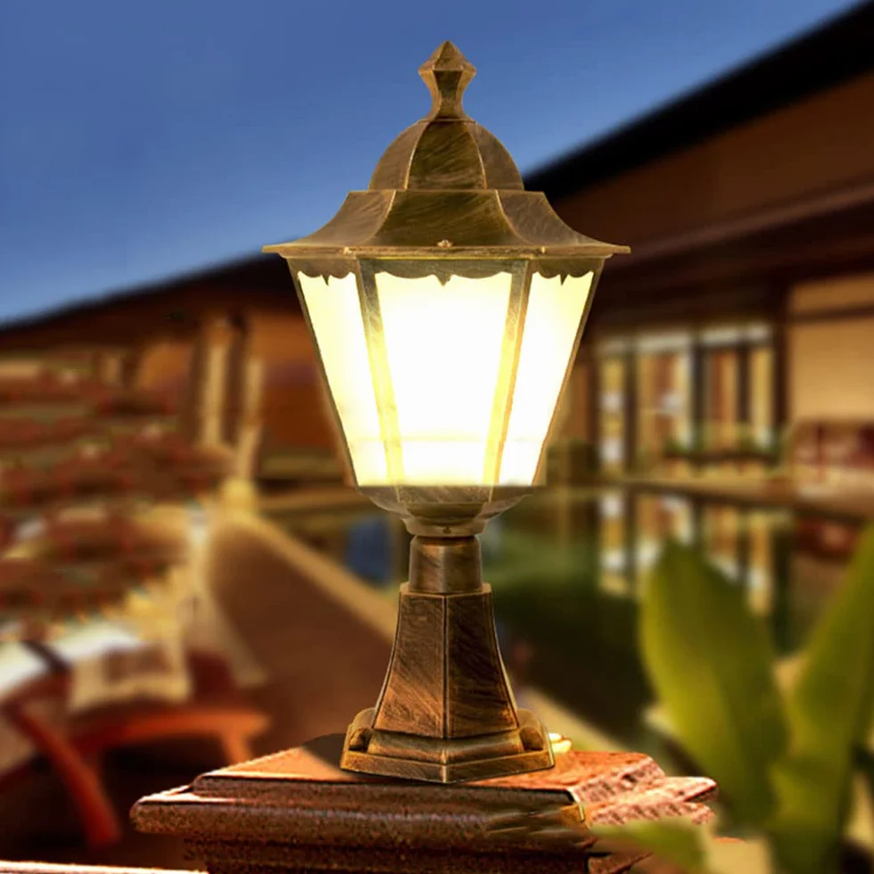 Lampy solarne, Aluminiowa Obudowa W Europejskim Stylu I Szklana Lampa Kolumnowa