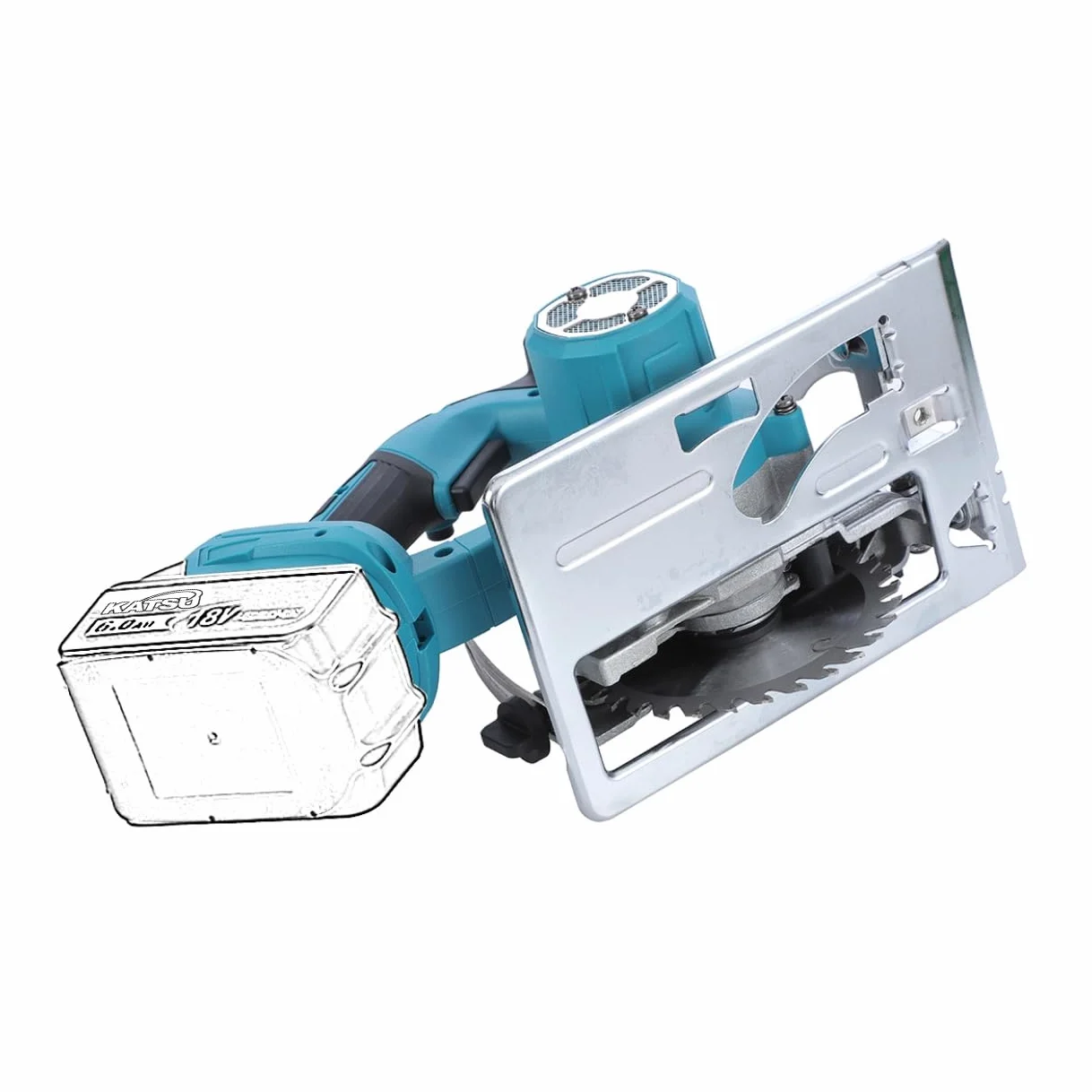 KATSU FIT-BAT 21V, elektryczna piła tarczowa 5" z silnikiem bezszczotkowym, 13000RPM, głębokość cięcia 30 mm, ostrze tnące 125 mm w zestawie, bez akumulatora 102794