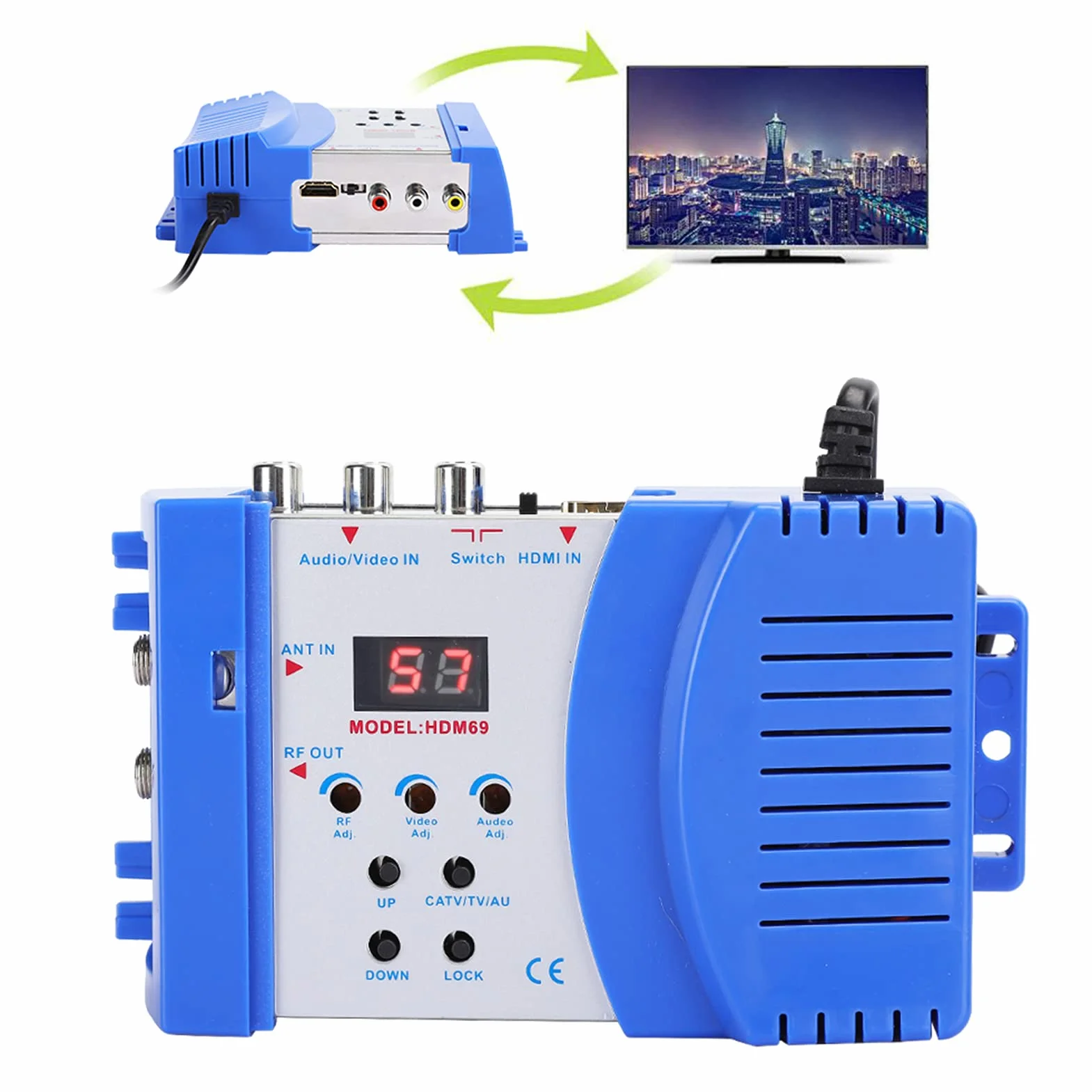 Cyfrowy modulator 1080P RF HDMI konwerter AV na RF VHF/UHF PAL/NTSC