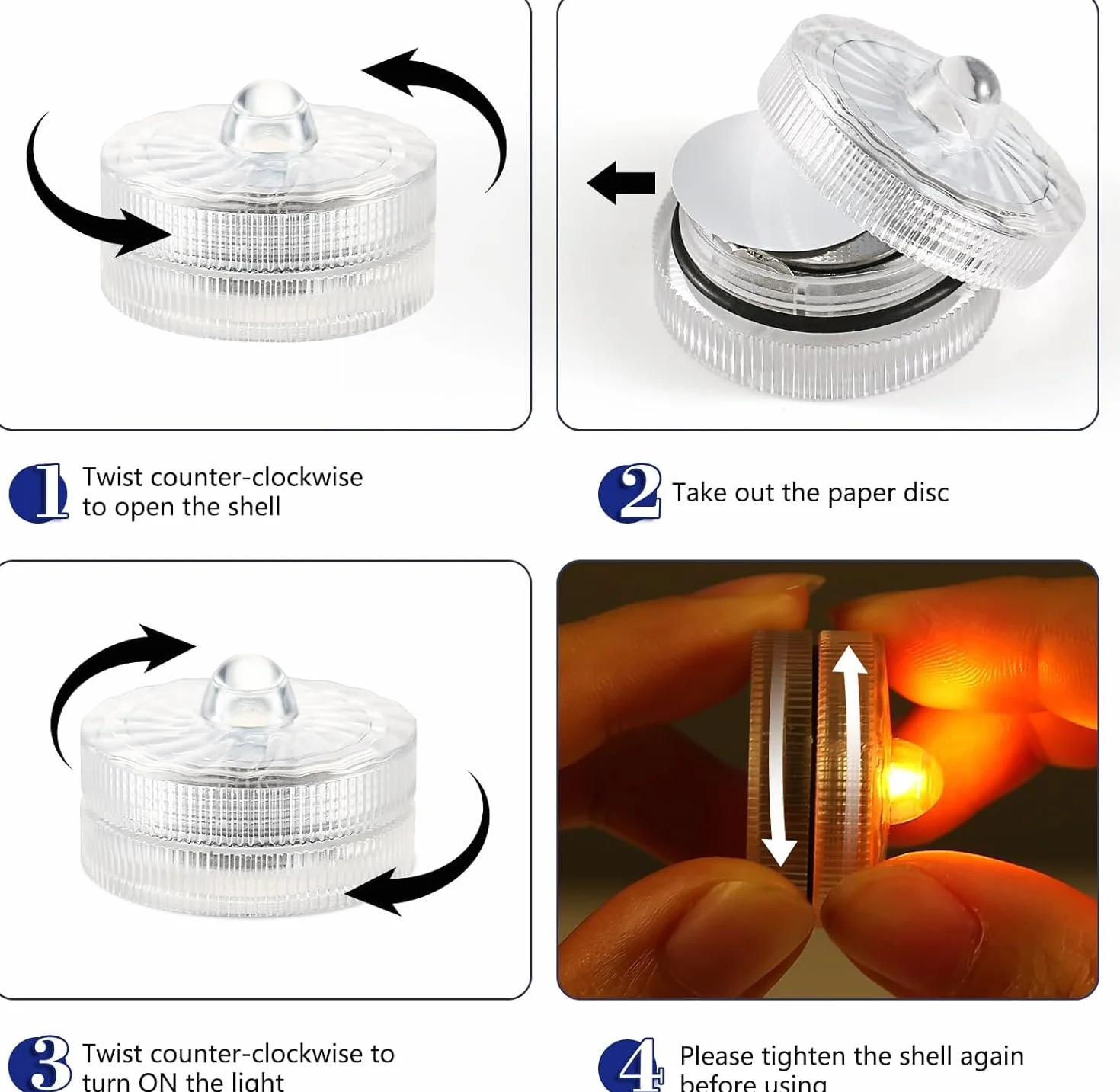 idyllight zanurzeniowe światła LED, 24 sztuki, wodoodporne świeczki typu tealight, zasilane bateryjnie, oświetlenie podwodnego basenu do domu, dekoracji weselnej, ciepła biel