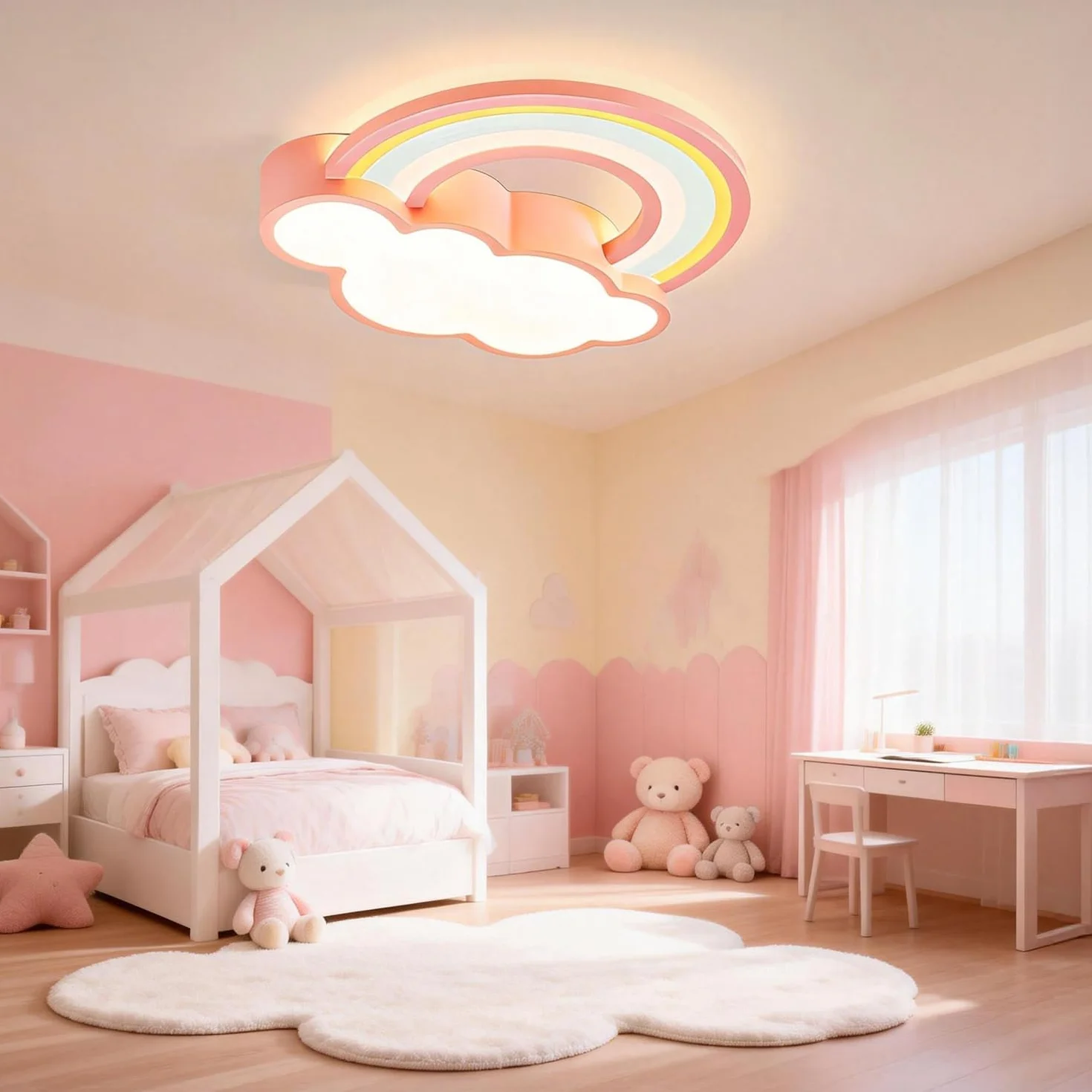 KZT Lampa sufitowa LED ściemniana z pilotem nowoczesne tęczowe chmury lampa wisząca pokój dziecięcy chłopiec dziewczyna lampa sufitowa kreskówka akrylowy abażur żyrandol do sypialni salonu hotelu