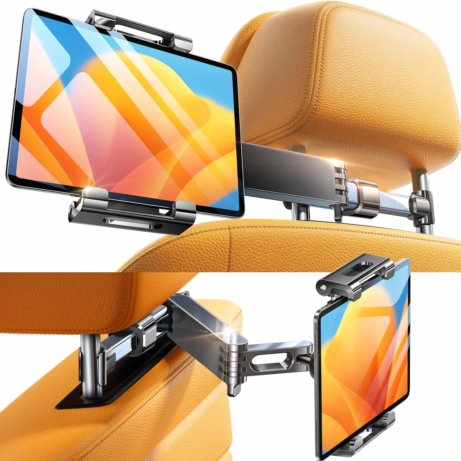LISEN Uchwyt samochodowy do iPada, tabletu, uniwersalny, wysuwany uchwyt na tablet, akcesoria samochodowe, dla kobiet i dzieci,i 4,7-11"