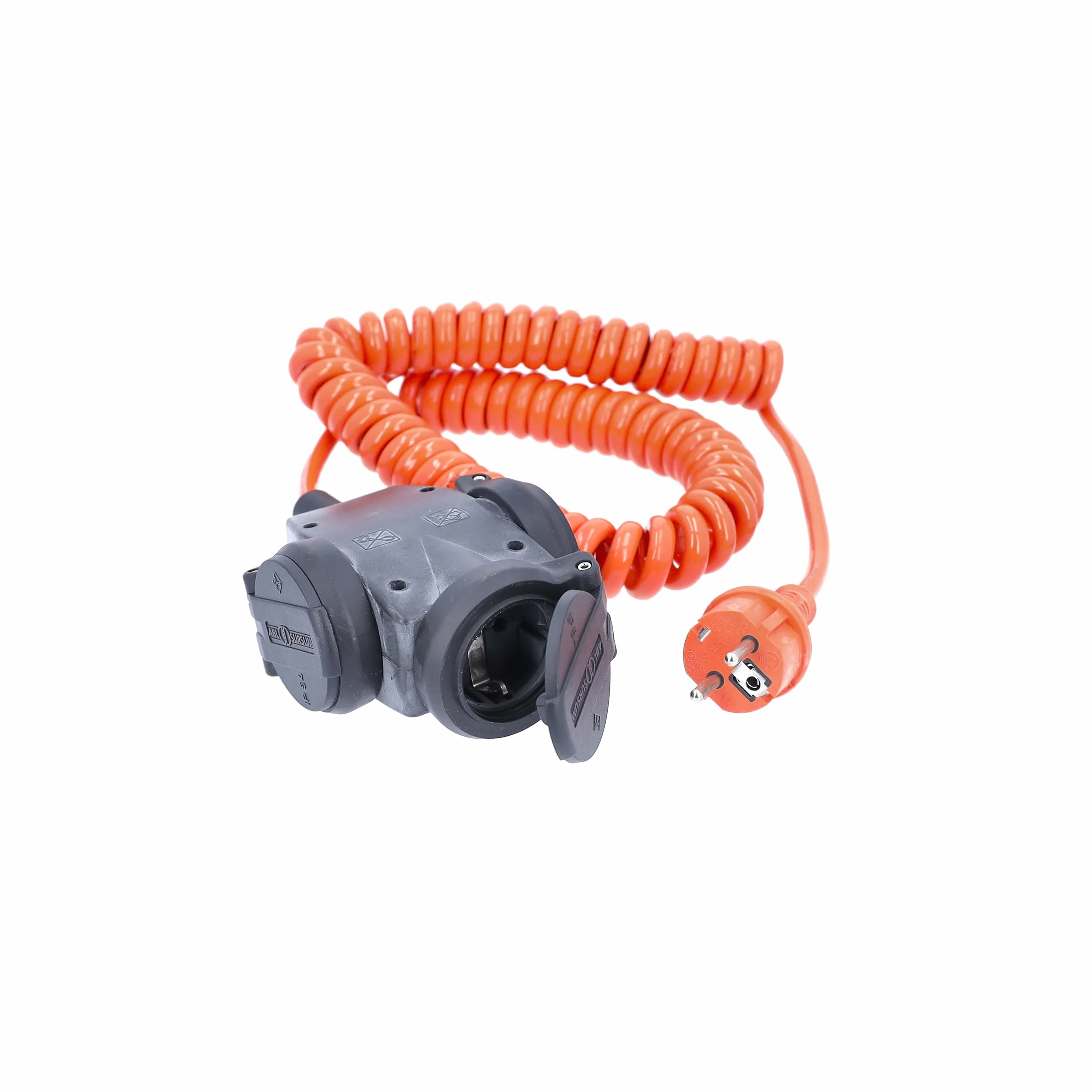 as - Schwabe 70414 Schutzkontakt-Spiralkabel, 5m H07BQ-F 3G1,5, orange, IP44 Gewerbe, Baustelle