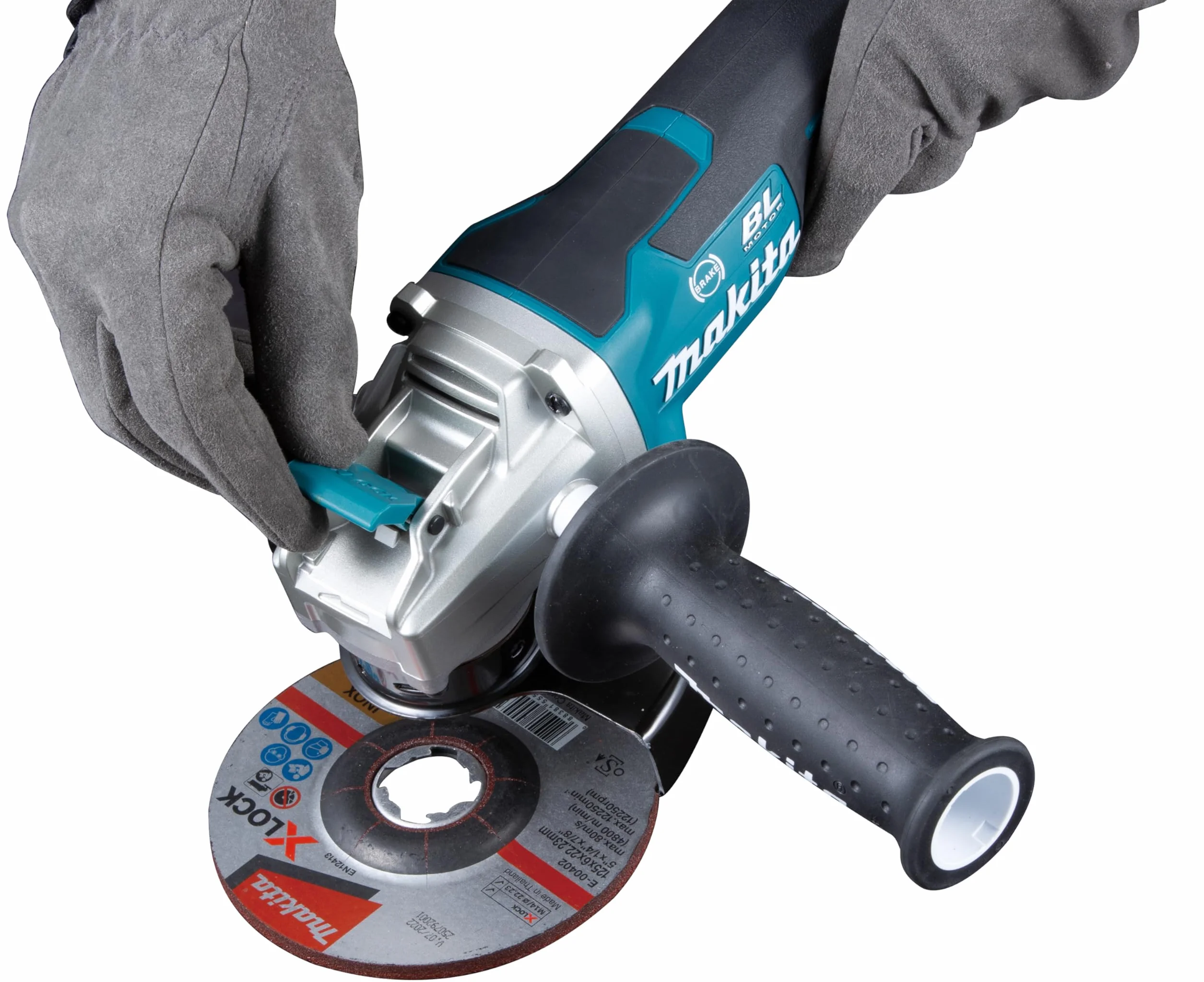 Makita DGA521ZX1 akumulatorowa szlifierka kątowa 18 V z przełącznikiem suwakowym (bez akumulatora, bez ładowarki), Zielona/Czarna