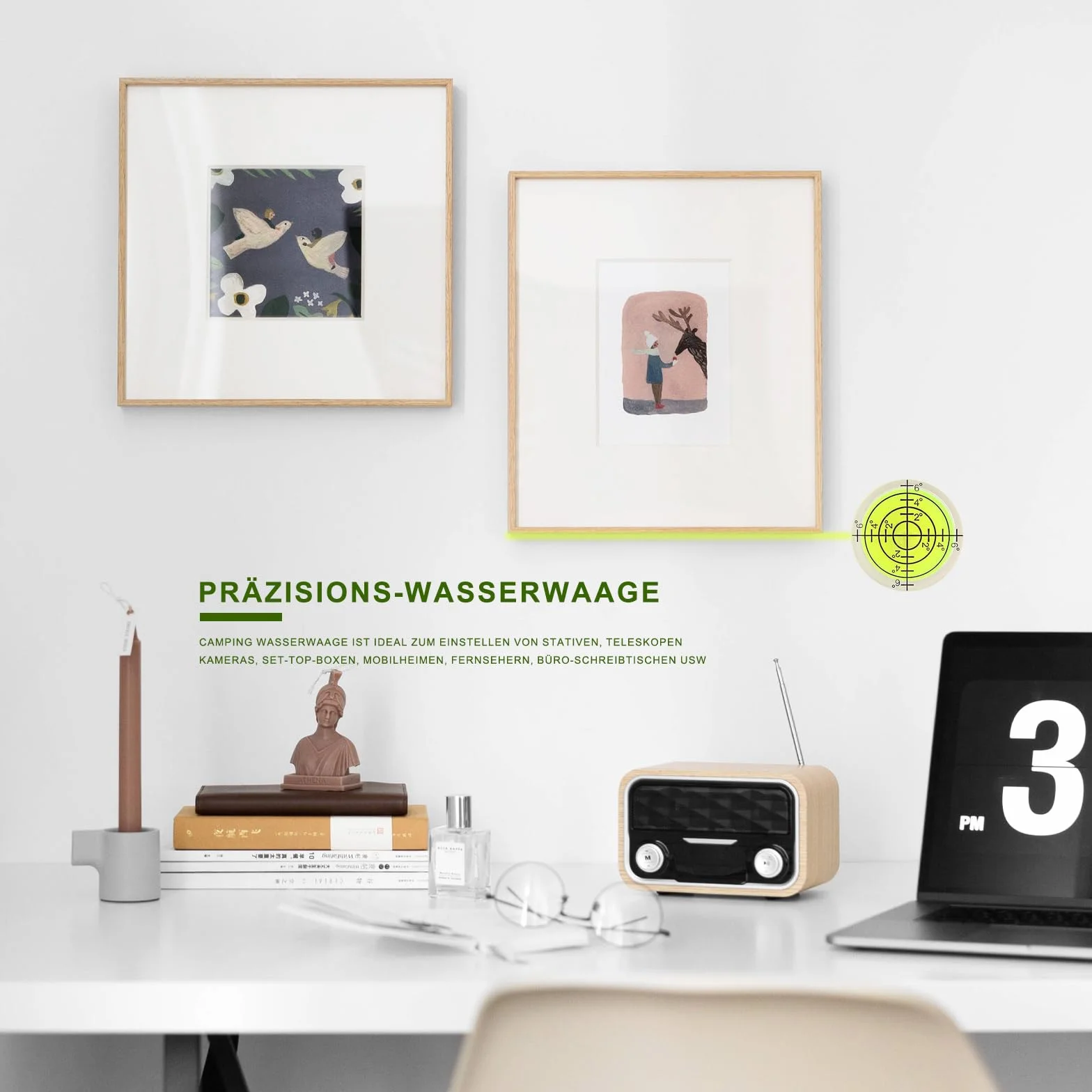 Mały poziomica z 5 magnesami samoprzylepnymi, 5 sztuk Ø 32 mm, okrągły poziom bańki, mini poziomica, na kemping, do aparatów fotograficznych