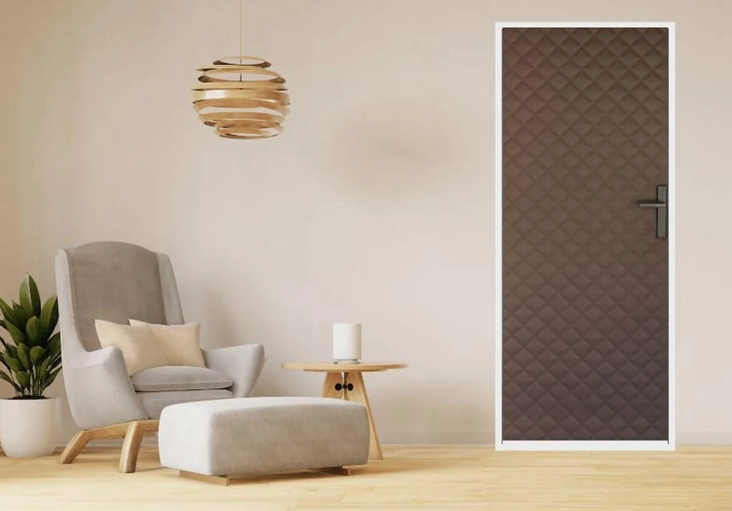 Okładzina 115 x 215 cm, Tapicerka Drzwi, Ochrona Przed Hałasem, Kompletny Zestaw XXL, Izolacja Cieplna, Naprawa Wewnętrzna, Sztuczna Skóra, Pikowanie 7 x 7 cm (Wenge)