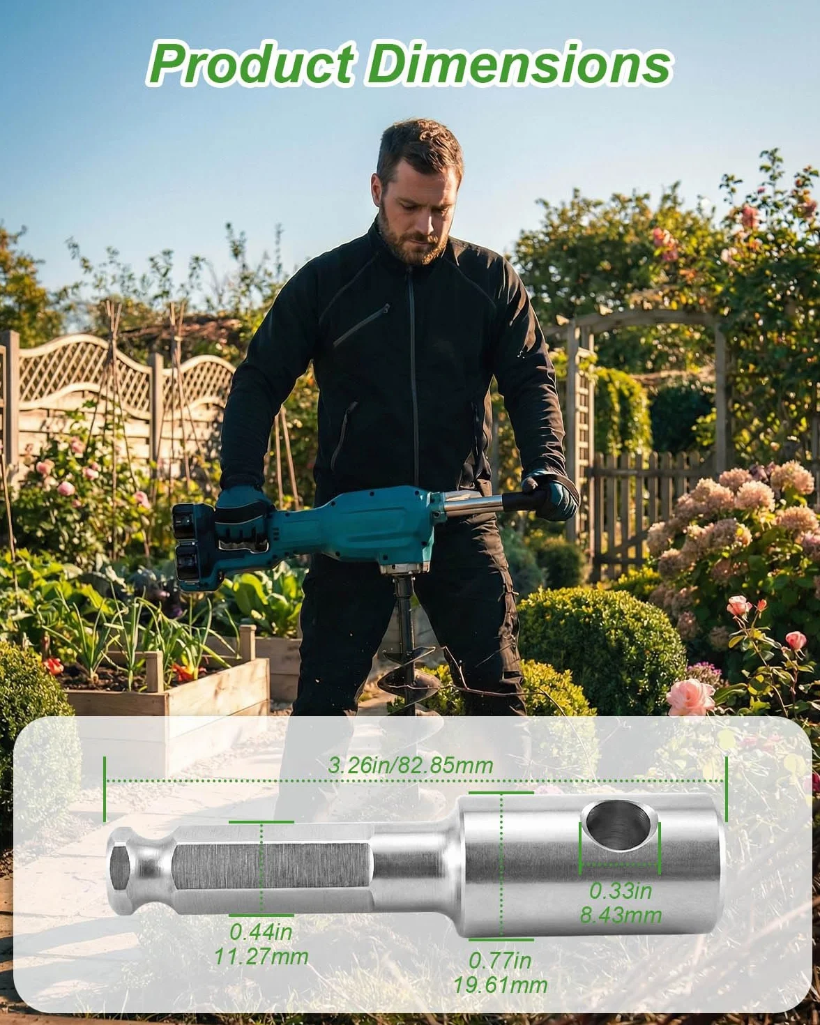 Adapter wiertła zamiennik 327687-6 kompatybilny z bezprzewodowym ślimakiem uziemiającym DDG460 i przemysłowymi bitami ślimakowymi, chwyt sześciokątny 7/40.6 cm