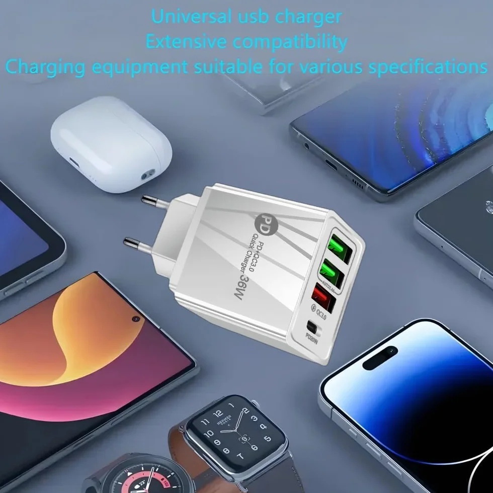 Ładowarka szybka 36 W PD QC3.0 USB C 4 porty uniwersalny do iPhone Samsung Huawei Xiaomi
