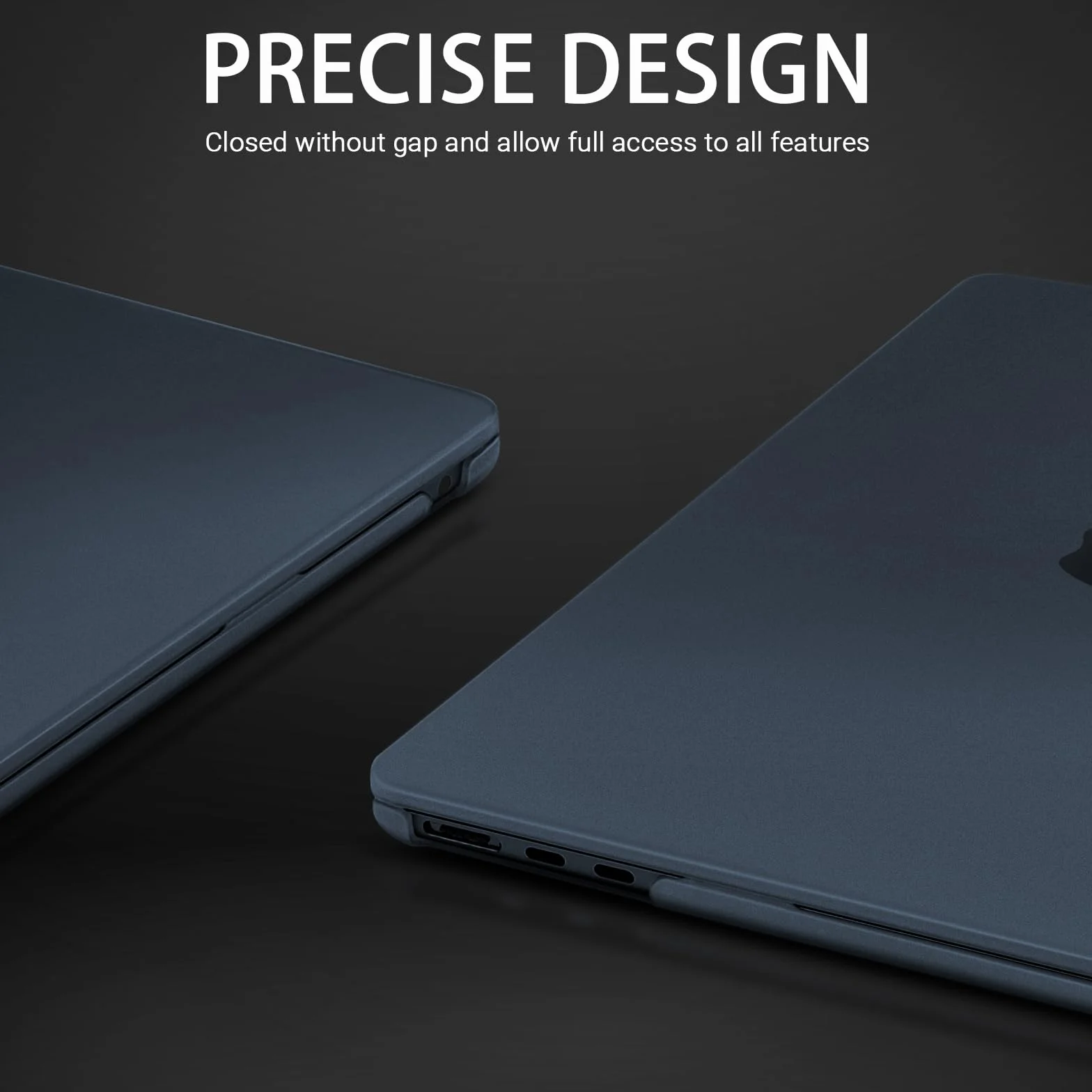 Etui kompatybilne z MacBook Air 34.5 cm M3 A3113 M2 A2681, plastikowa twarda obudowa + osłona klawiatury, matowa Midnight