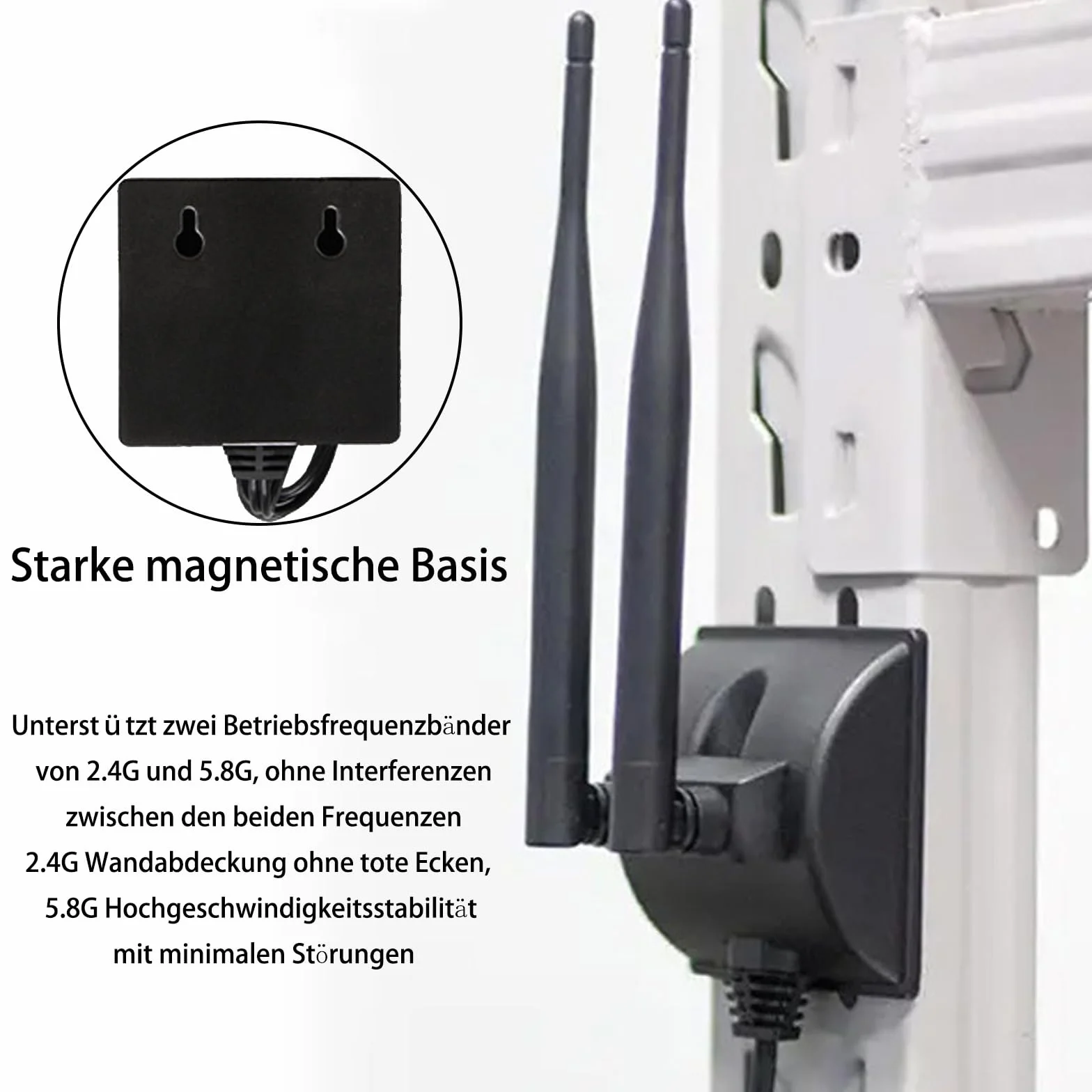 GERUI Tianxian-01 dwuzakresowa antena Wi-Fi 8 dBi 2,4 GHz 5,8 GHz SMA Bluetooth 6DB wielokierunkowa High Gain z podstawą magnetyczną