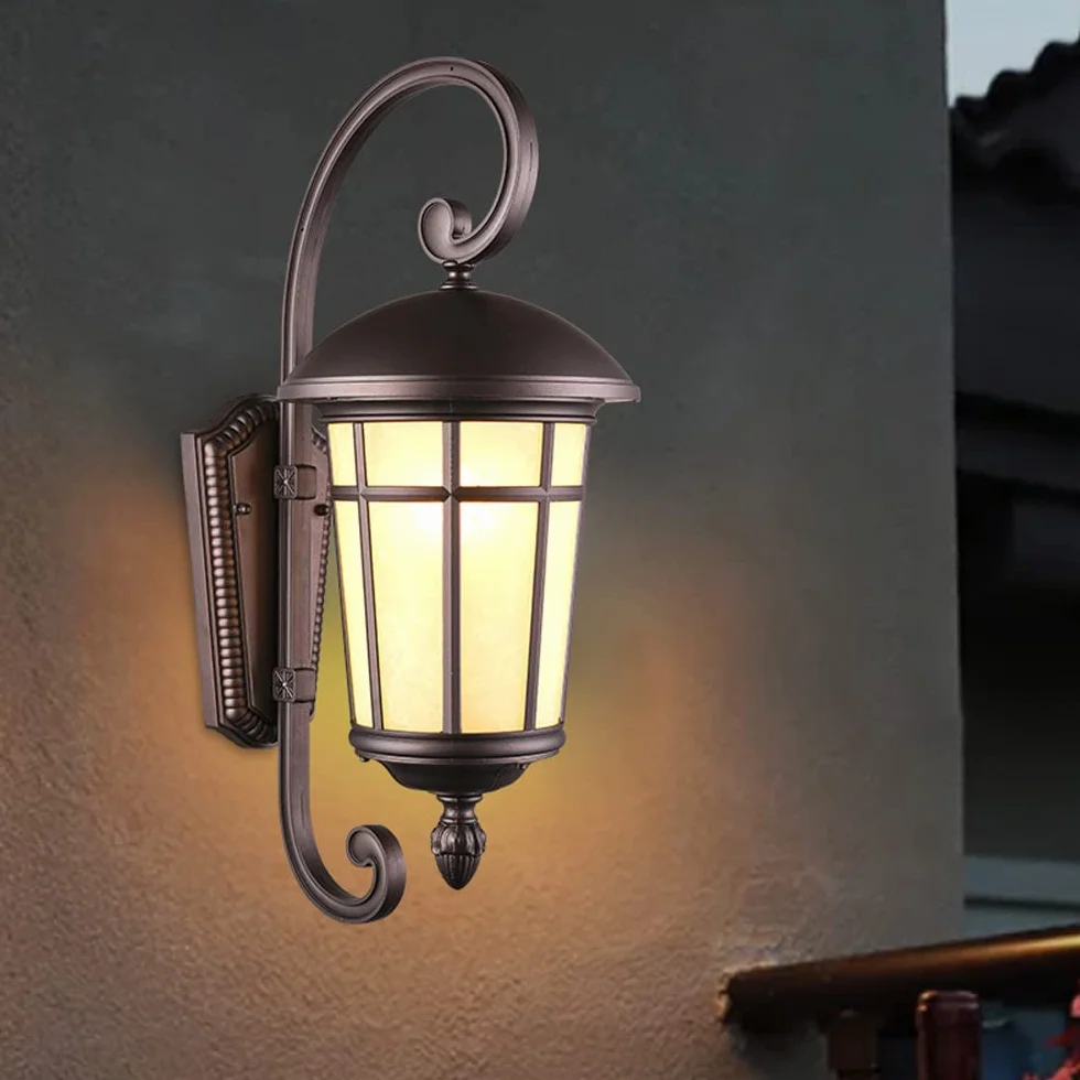 Zewnętrzna lampa ścienna z latarnią, zewnętrzne kinkiety ścienne, tradycyjne oświetlenie zewnętrzne autokarowe, wodoodporna oprawa ganku, uchwyt ścienny, lampa ścienna do drzwi patio, terra