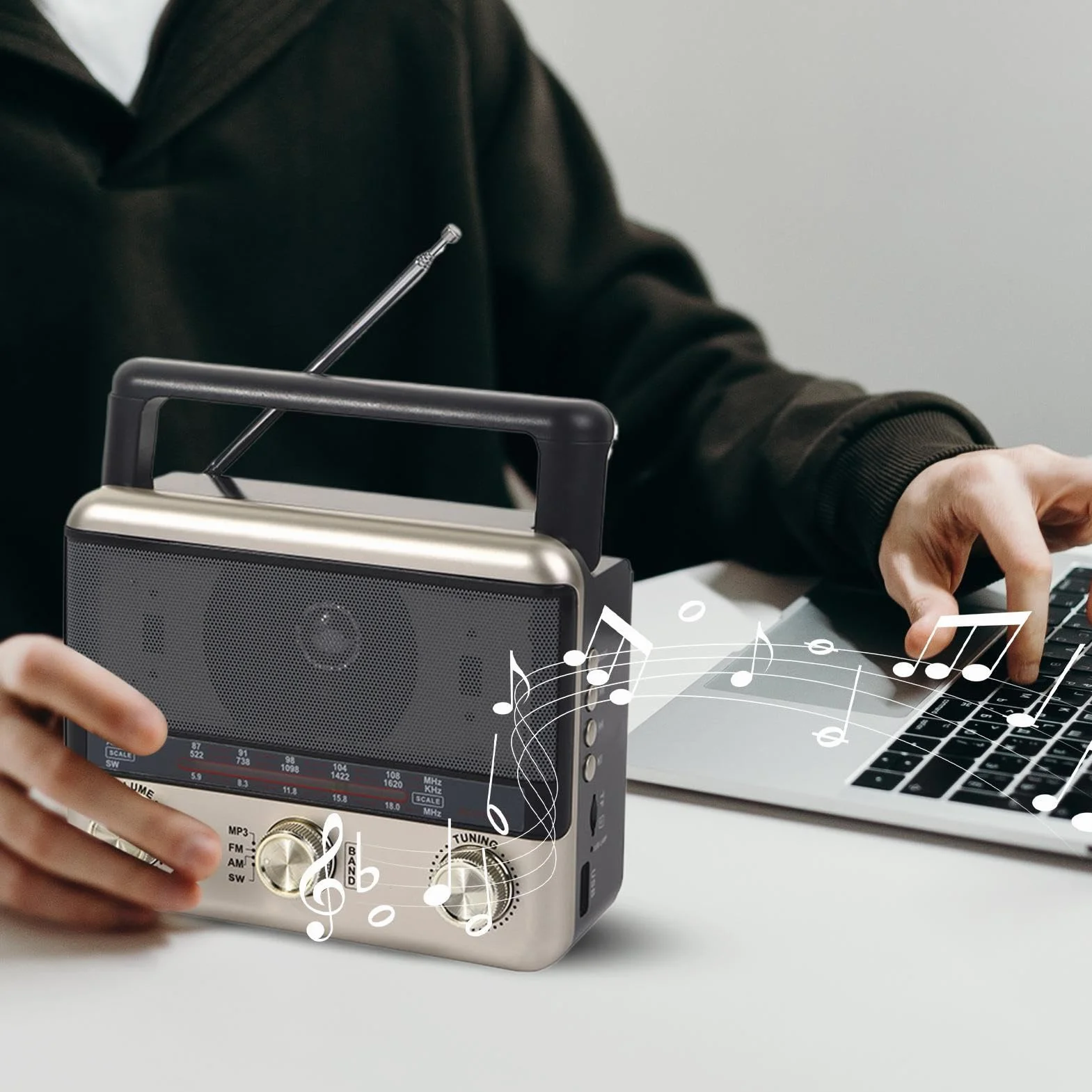Radioodbiornik Survivalowy Radio Pogodowe Ładowanie Słoneczne Bezprzewodowe Retro