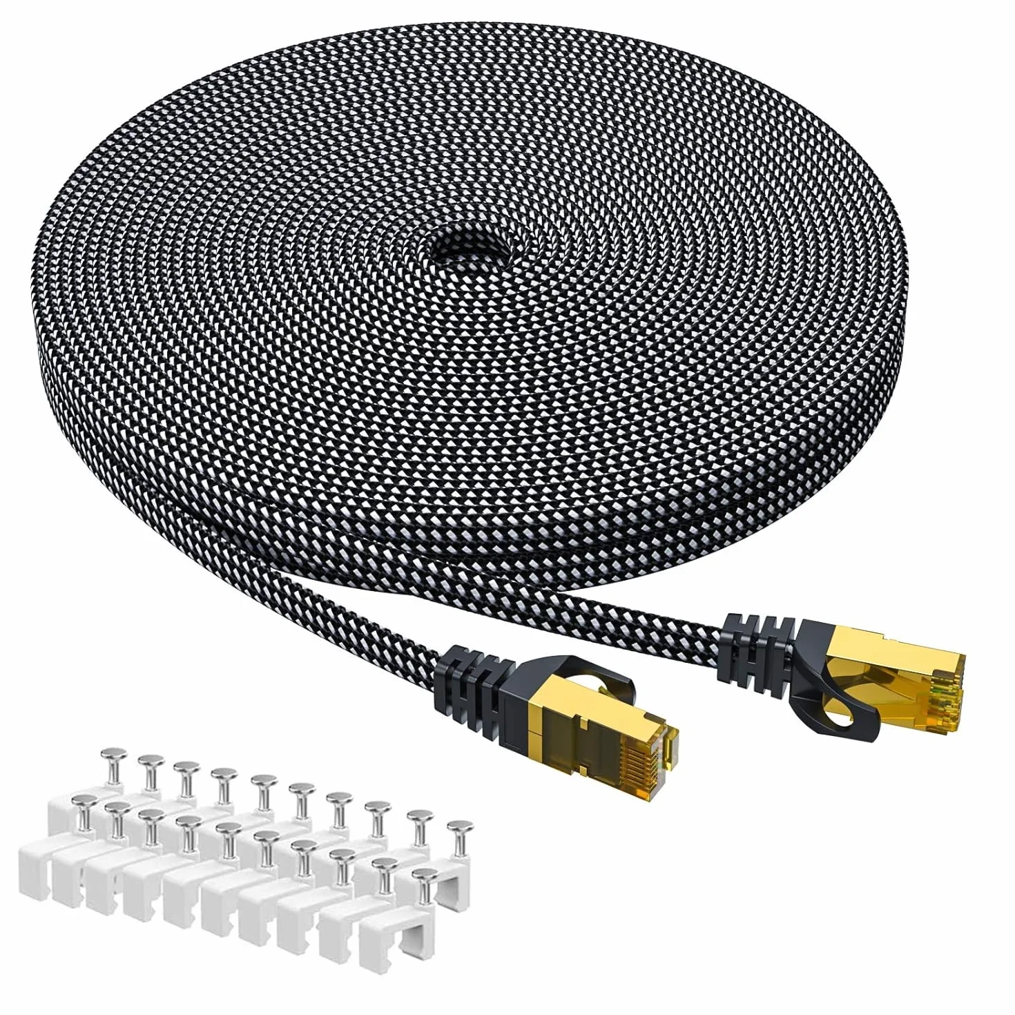 ARISKEEN Kabel Ethernet Cat 8 o długości 7 m, Cat 8, pleciony płaski szybki Gigabit Rj45 STP, ekranowany kabel sieciowy LAN, kabel krosowy do modemu Xbox PS4/PS3, routera, komputera, TV, PC